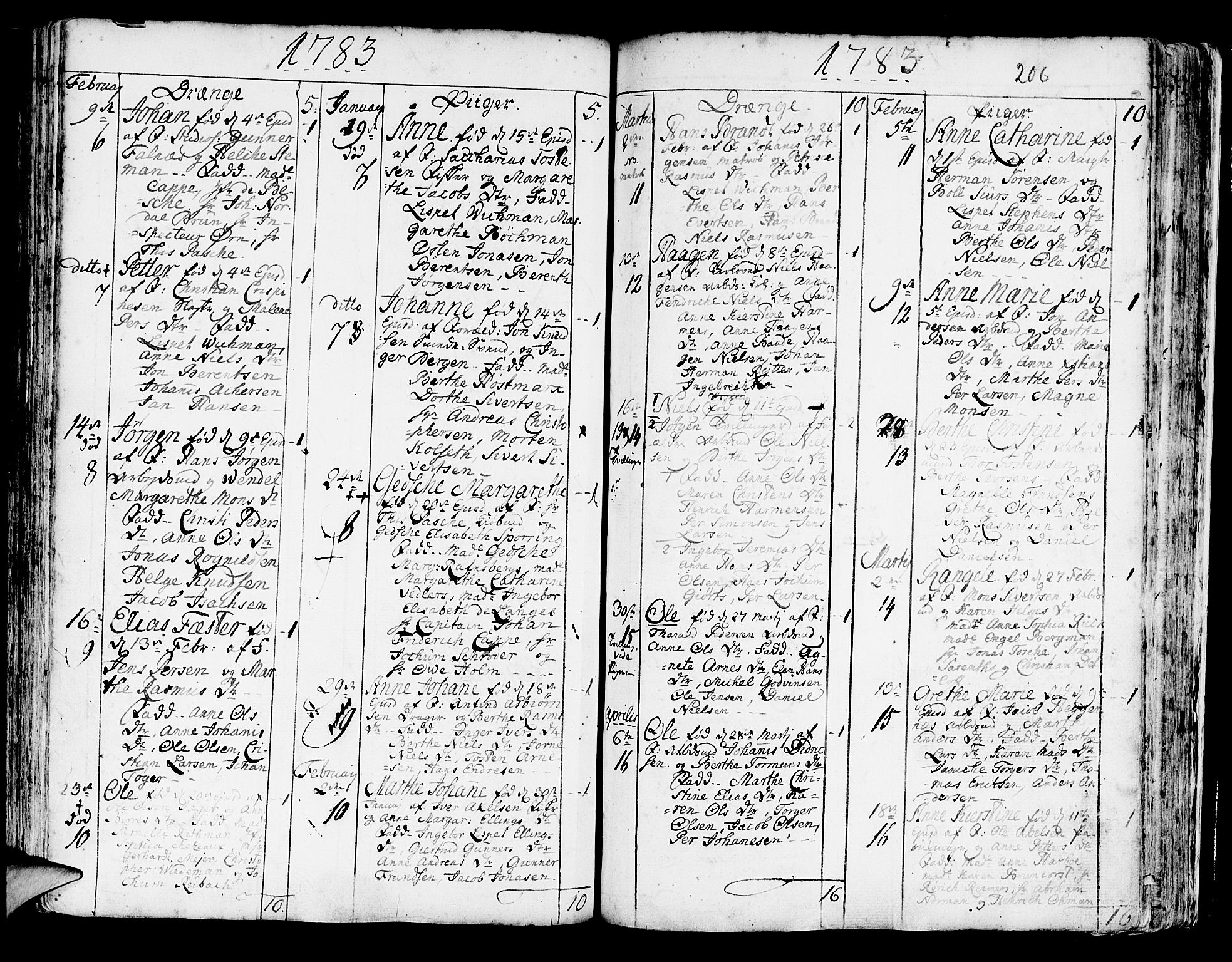 Korskirken sokneprestembete, SAB/A-76101/H/Haa/L0005: Parish register (official) no. A 5, 1751-1789, p. 206