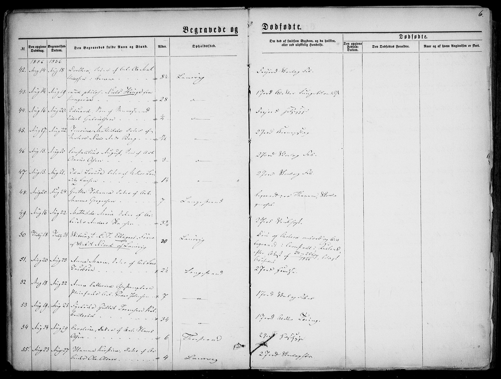 Larvik kirkebøker, AV/SAKO-A-352/F/Fa/L0005: Parish register (official) no. I 5, 1856-1870, p. 6