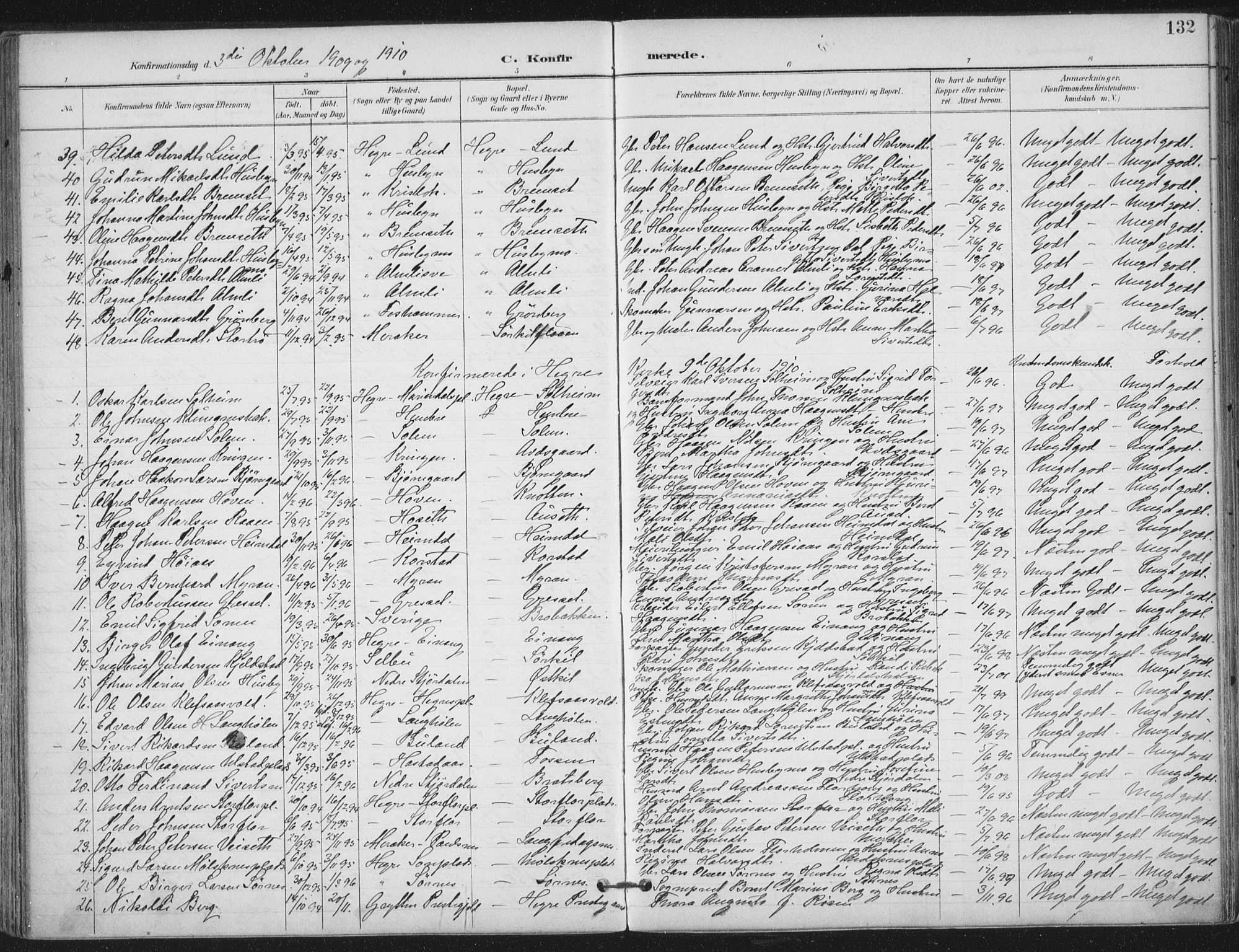 Ministerialprotokoller, klokkerbøker og fødselsregistre - Nord-Trøndelag, SAT/A-1458/703/L0031: Parish register (official) no. 703A04, 1893-1914, p. 132