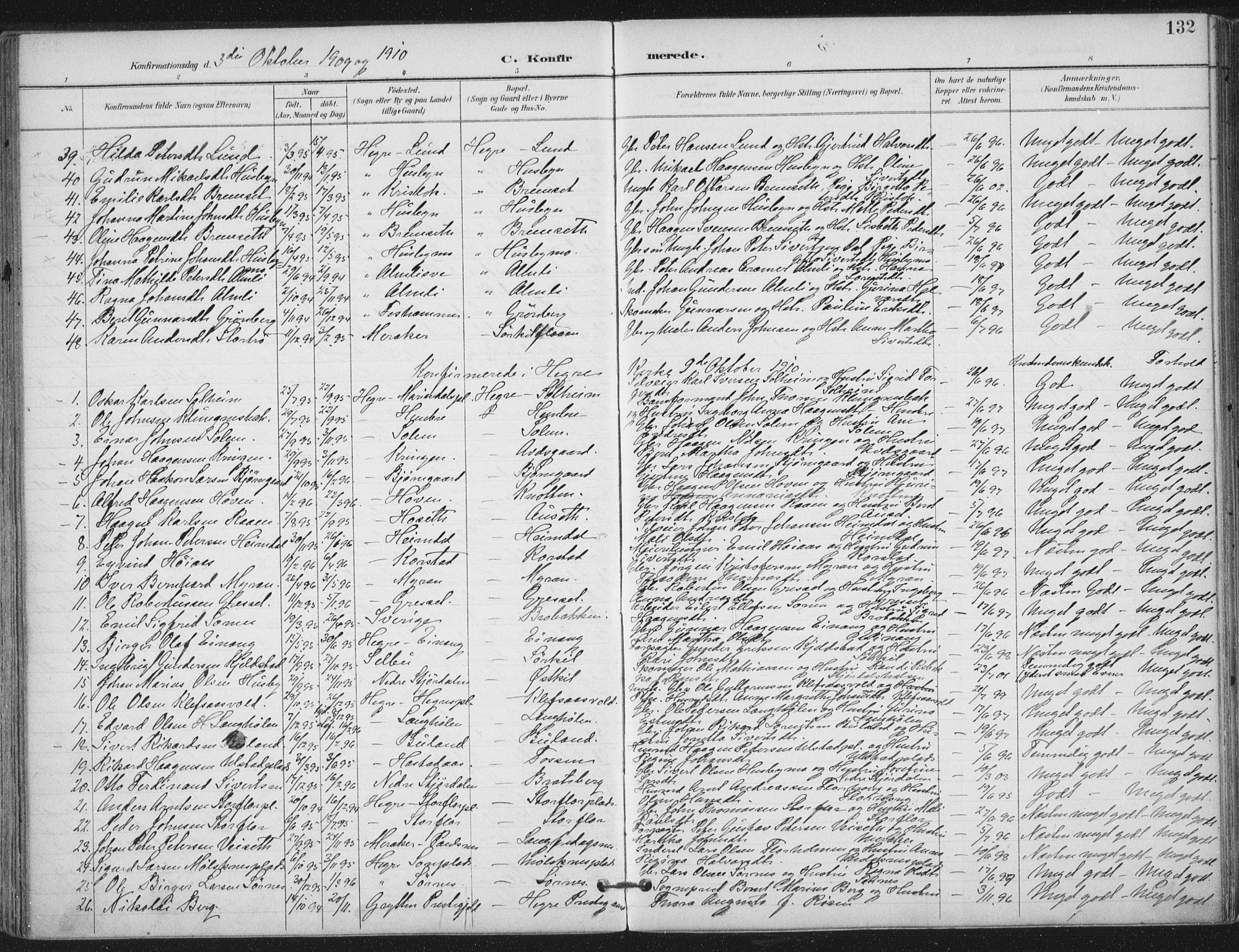 Ministerialprotokoller, klokkerbøker og fødselsregistre - Nord-Trøndelag, AV/SAT-A-1458/703/L0031: Parish register (official) no. 703A04, 1893-1914, p. 132