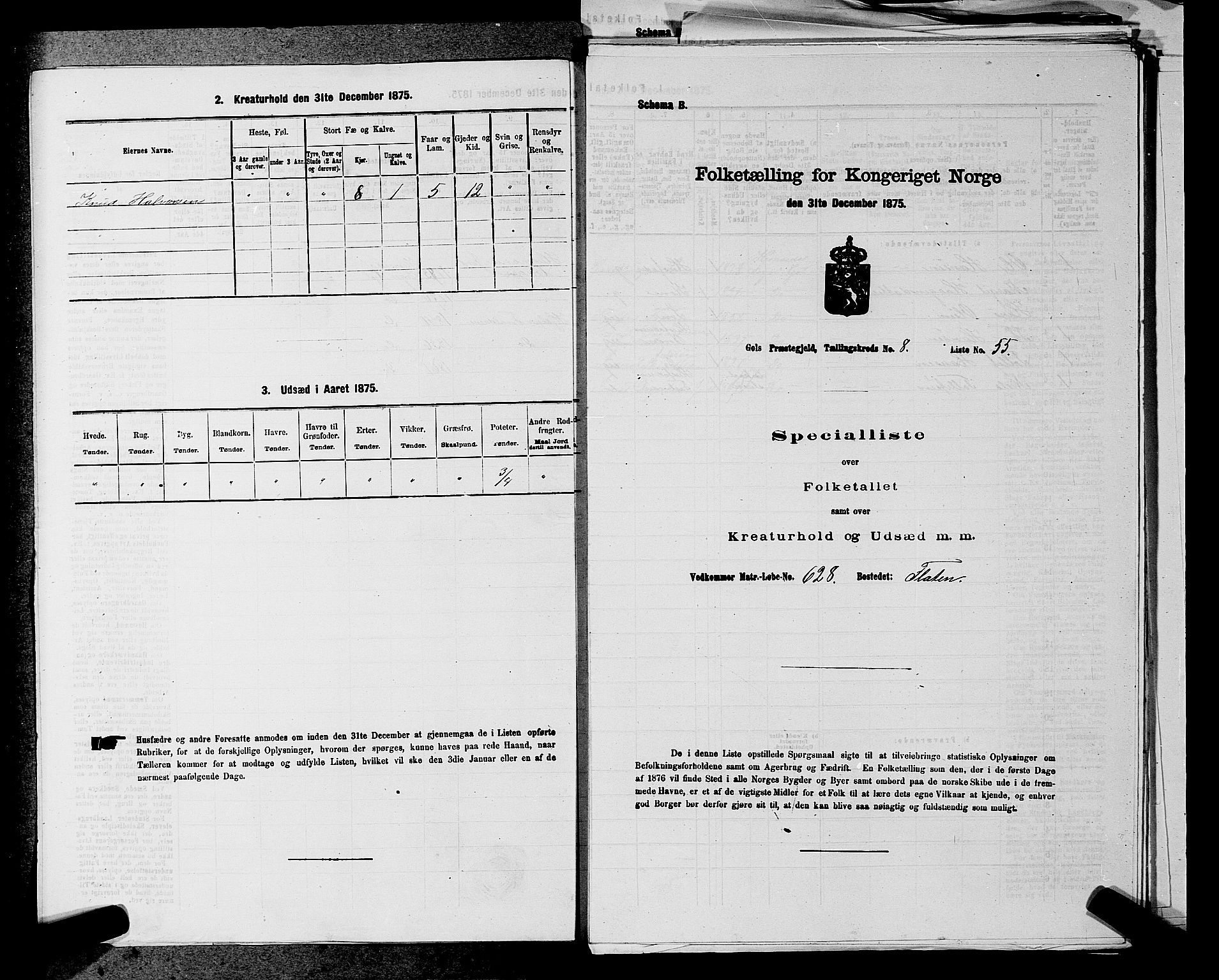 SAKO, 1875 census for 0617P Gol, 1875, p. 1271