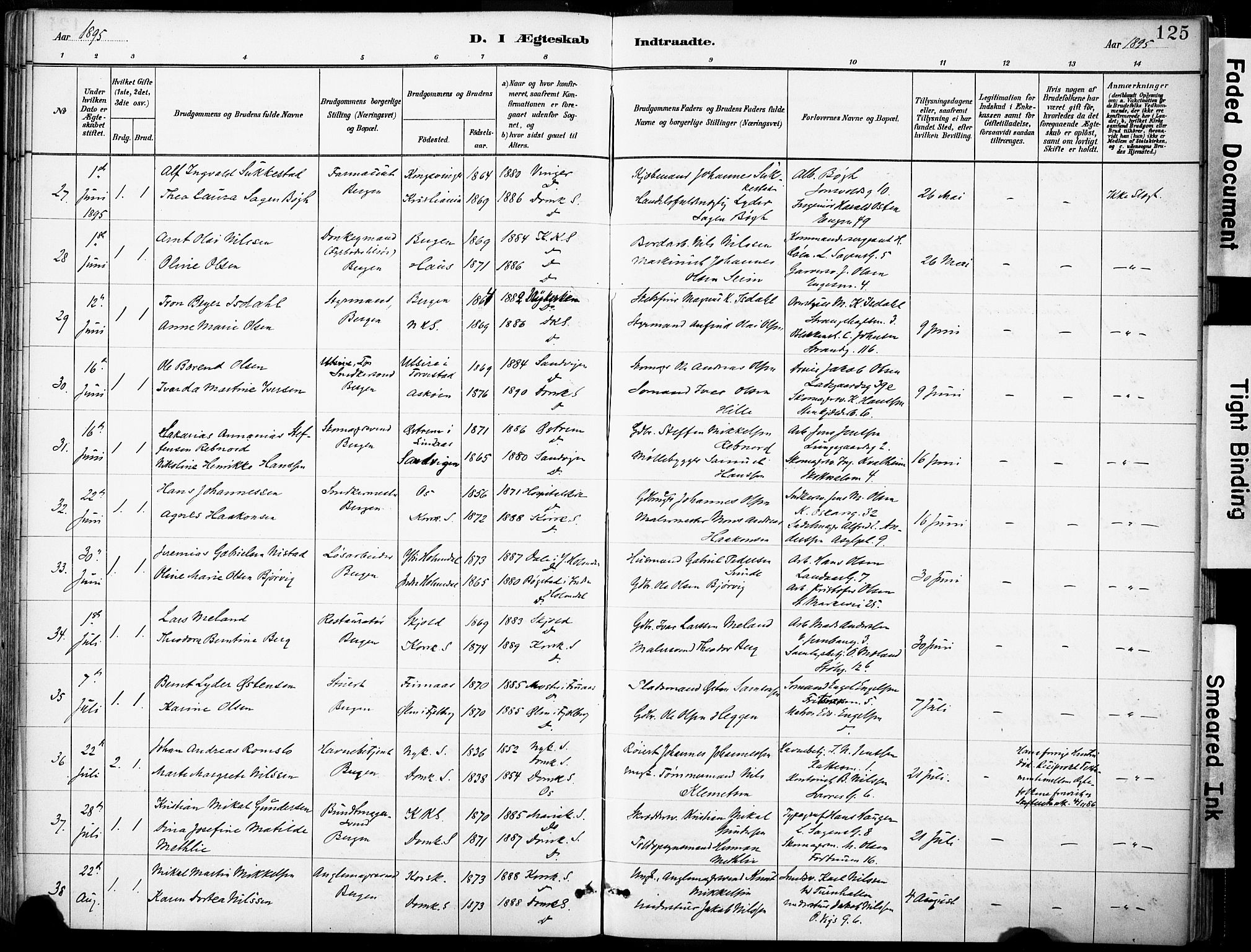 Domkirken sokneprestembete, SAB/A-74801/H/Haa/L0037: Parish register (official) no. D 4, 1880-1907, p. 125