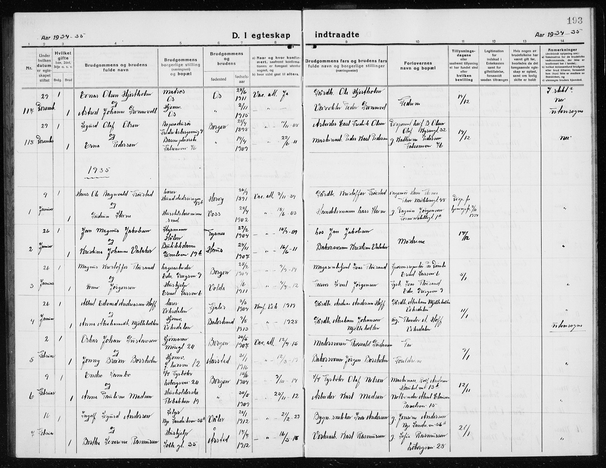 Årstad Sokneprestembete, AV/SAB-A-79301/H/Hab/L0020: Parish register (copy) no. C  2, 1920-1935, p. 193