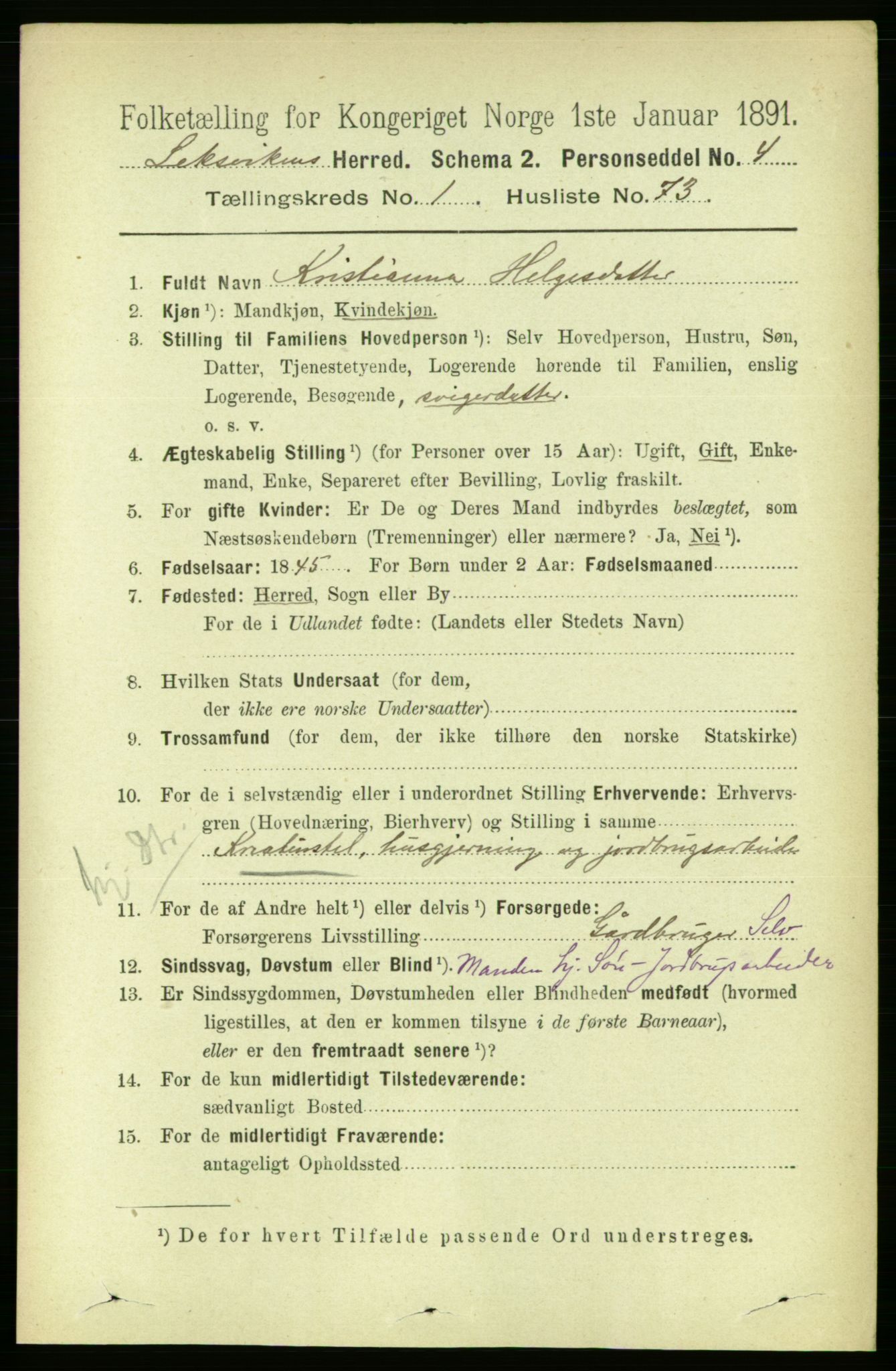 RA, 1891 census for 1718 Leksvik, 1891, p. 562