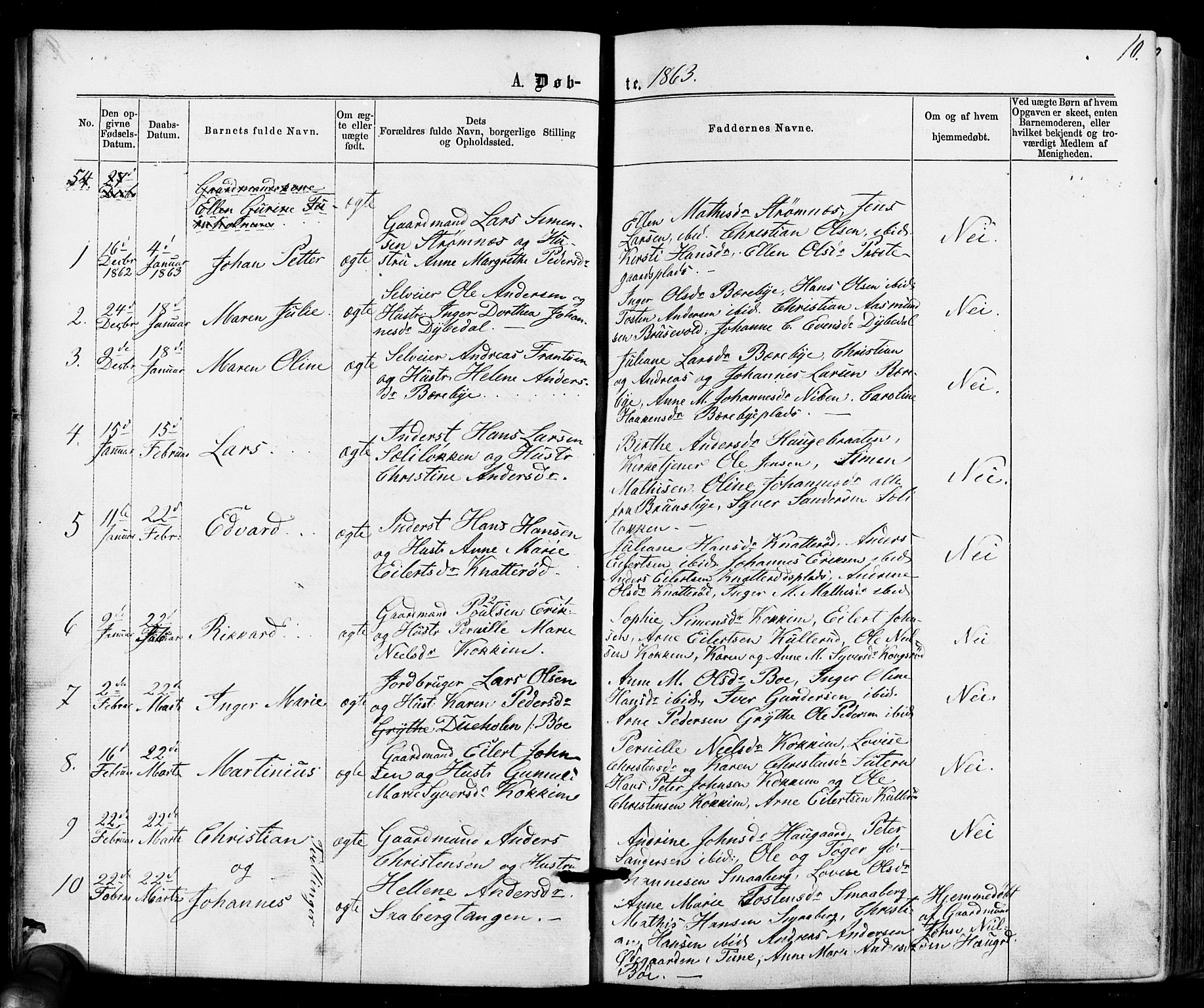 Varteig prestekontor Kirkebøker, SAO/A-10447a/F/Fa/L0001: Parish register (official) no. 1, 1861-1877, p. 10