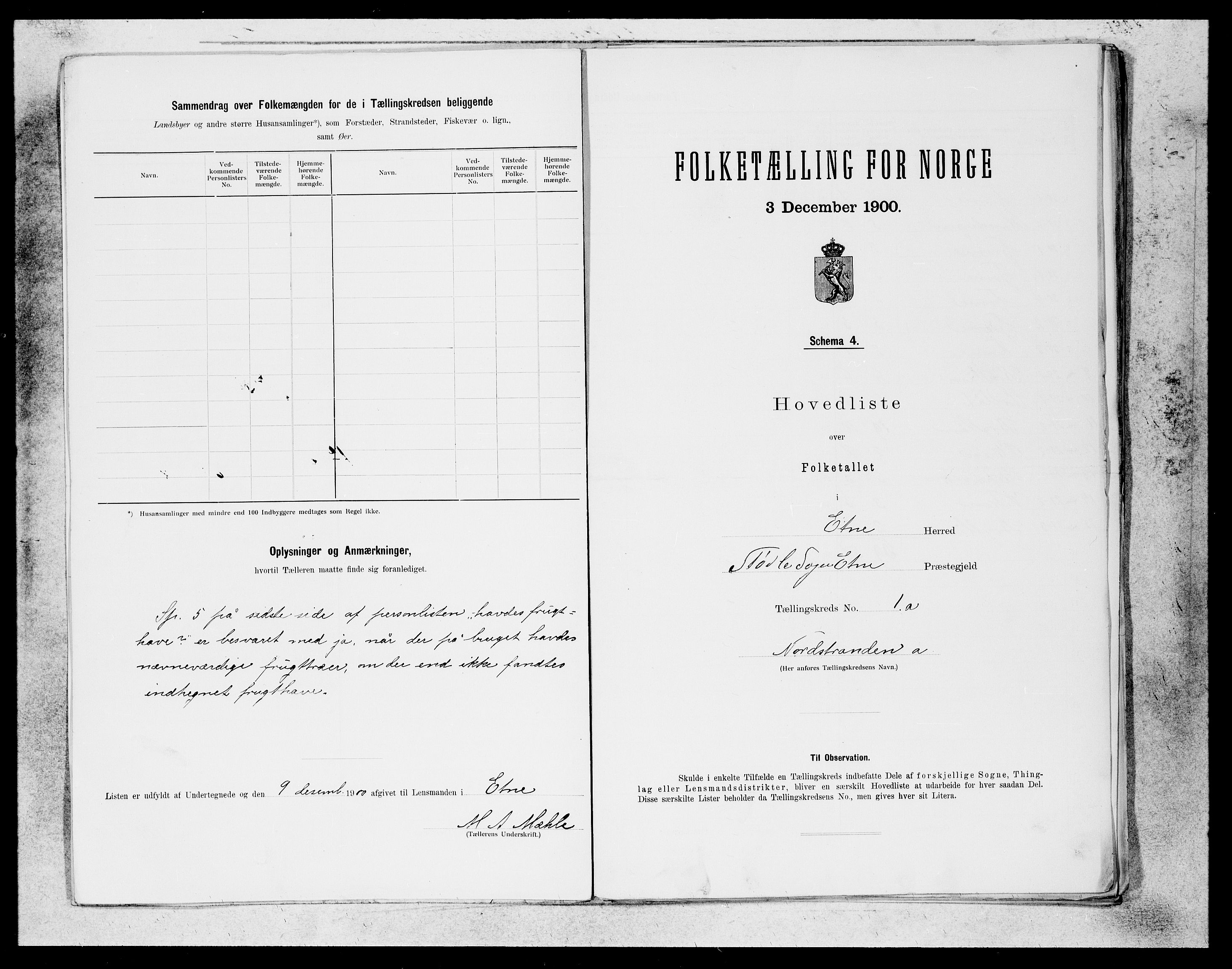 SAB, 1900 census for Etne, 1900, p. 5