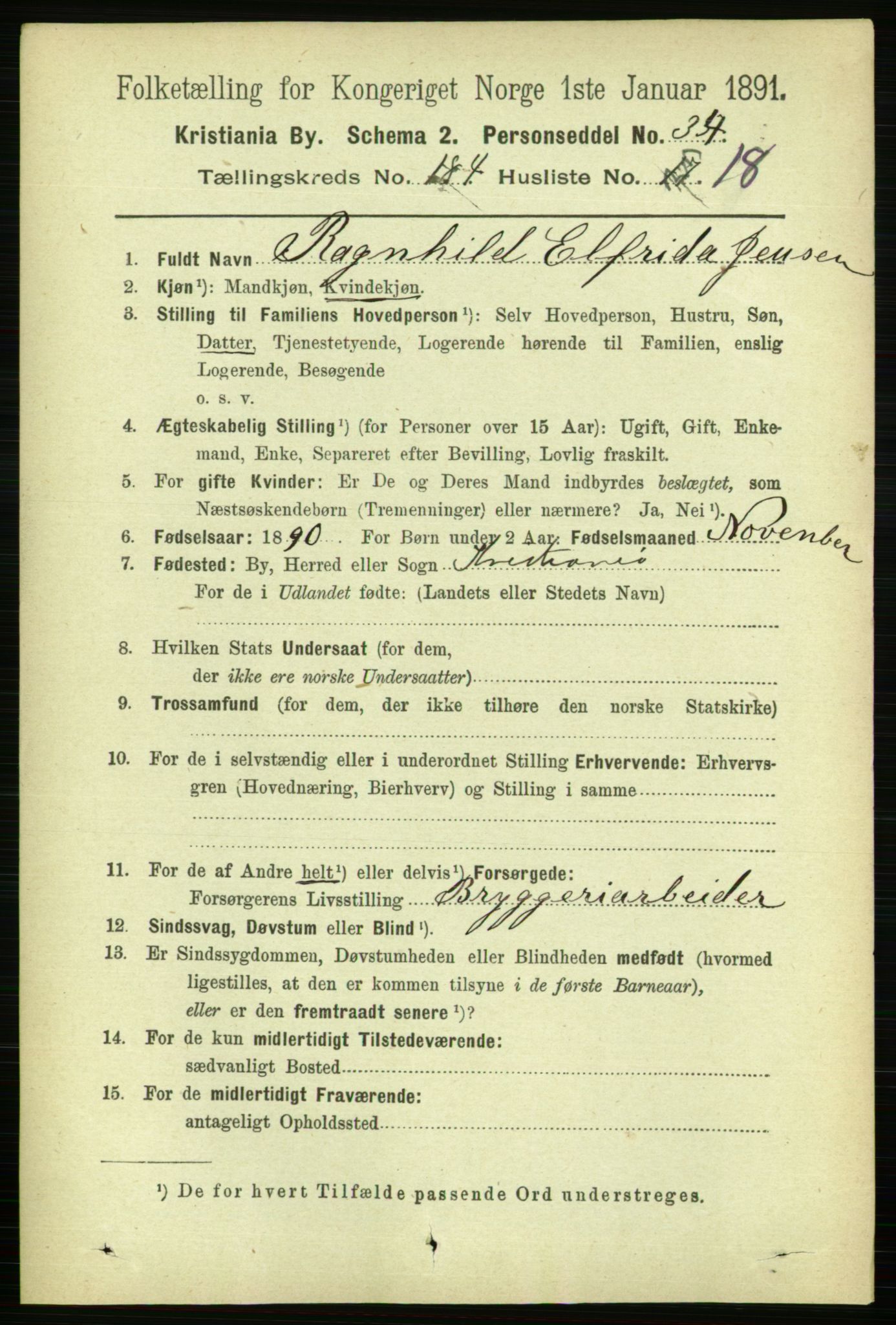 RA, 1891 census for 0301 Kristiania, 1891, p. 110790