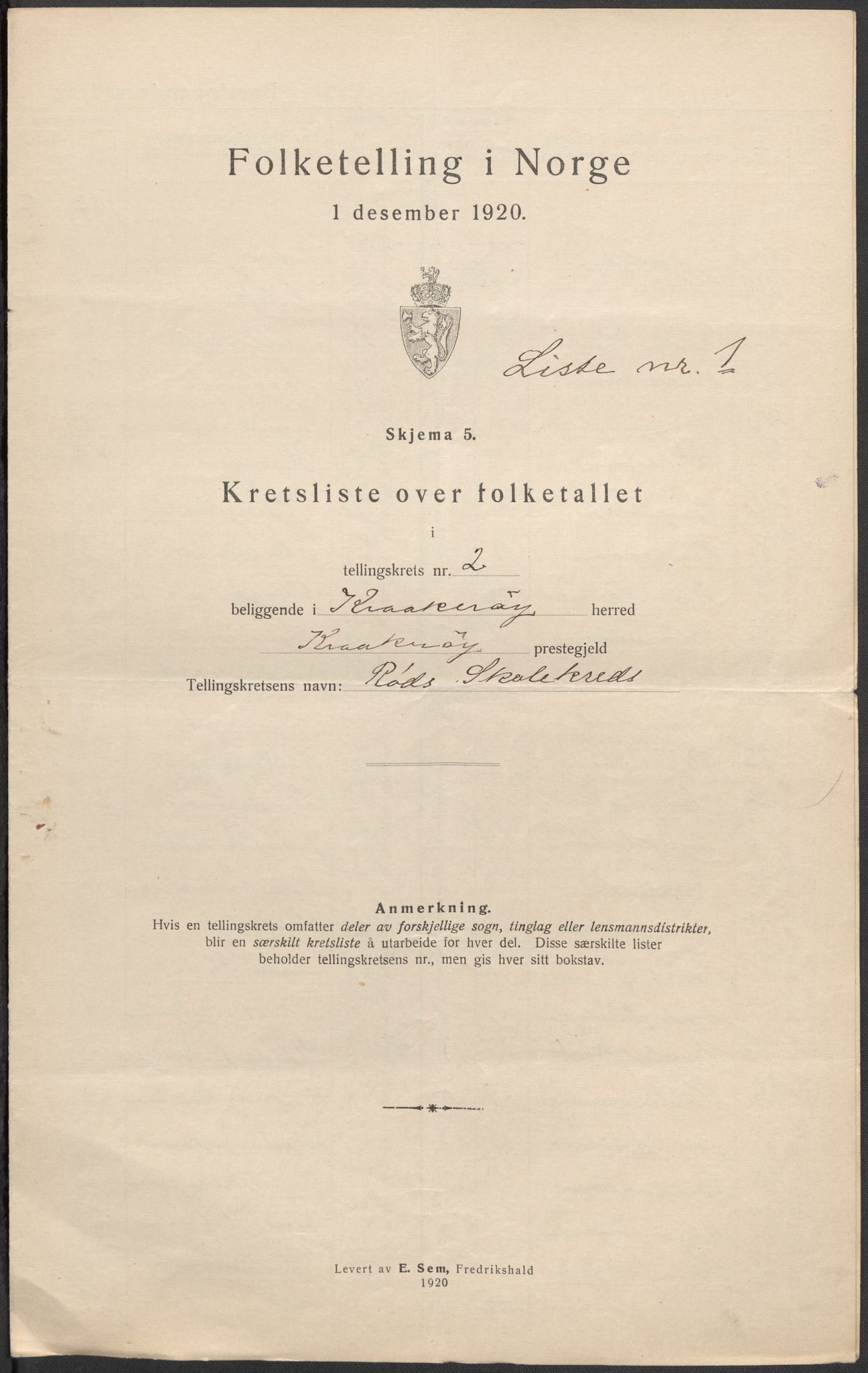 SAO, 1920 census for Kråkerøy, 1920, p. 11