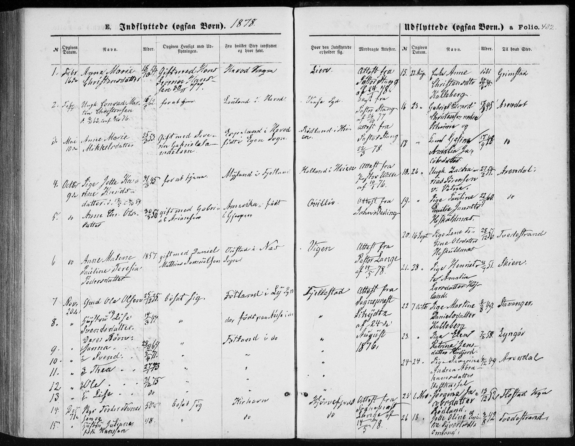 Lista sokneprestkontor, AV/SAK-1111-0027/F/Fb/L0004: Parish register (copy) no. B 4, 1877-1891, p. 482