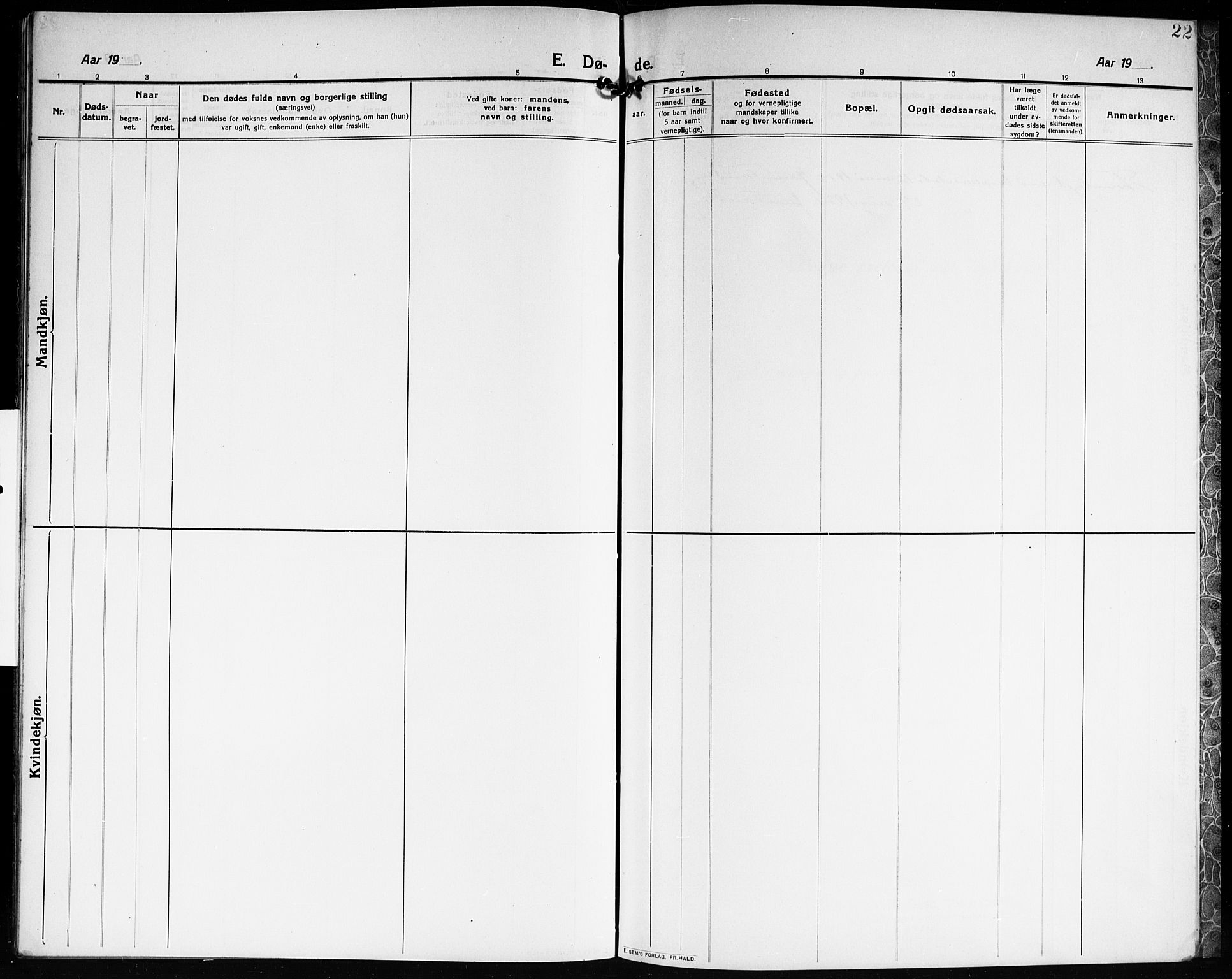 Borre kirkebøker, AV/SAKO-A-338/G/Gc/L0002: Parish register (copy) no. III 2, 1911-1920, p. 22