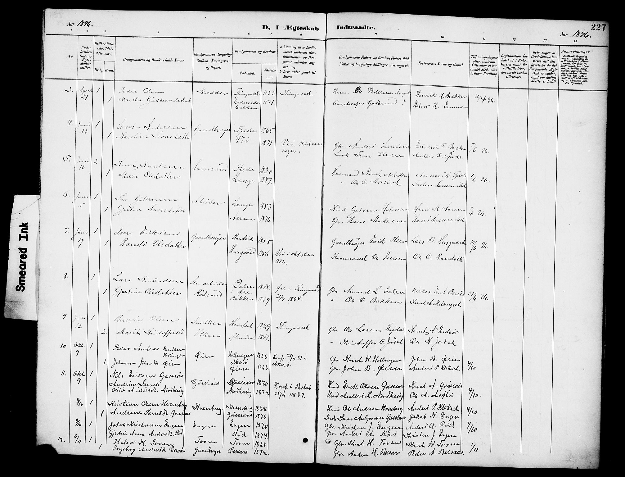 Ministerialprotokoller, klokkerbøker og fødselsregistre - Møre og Romsdal, SAT/A-1454/551/L0632: Parish register (copy) no. 551C04, 1894-1920, p. 227