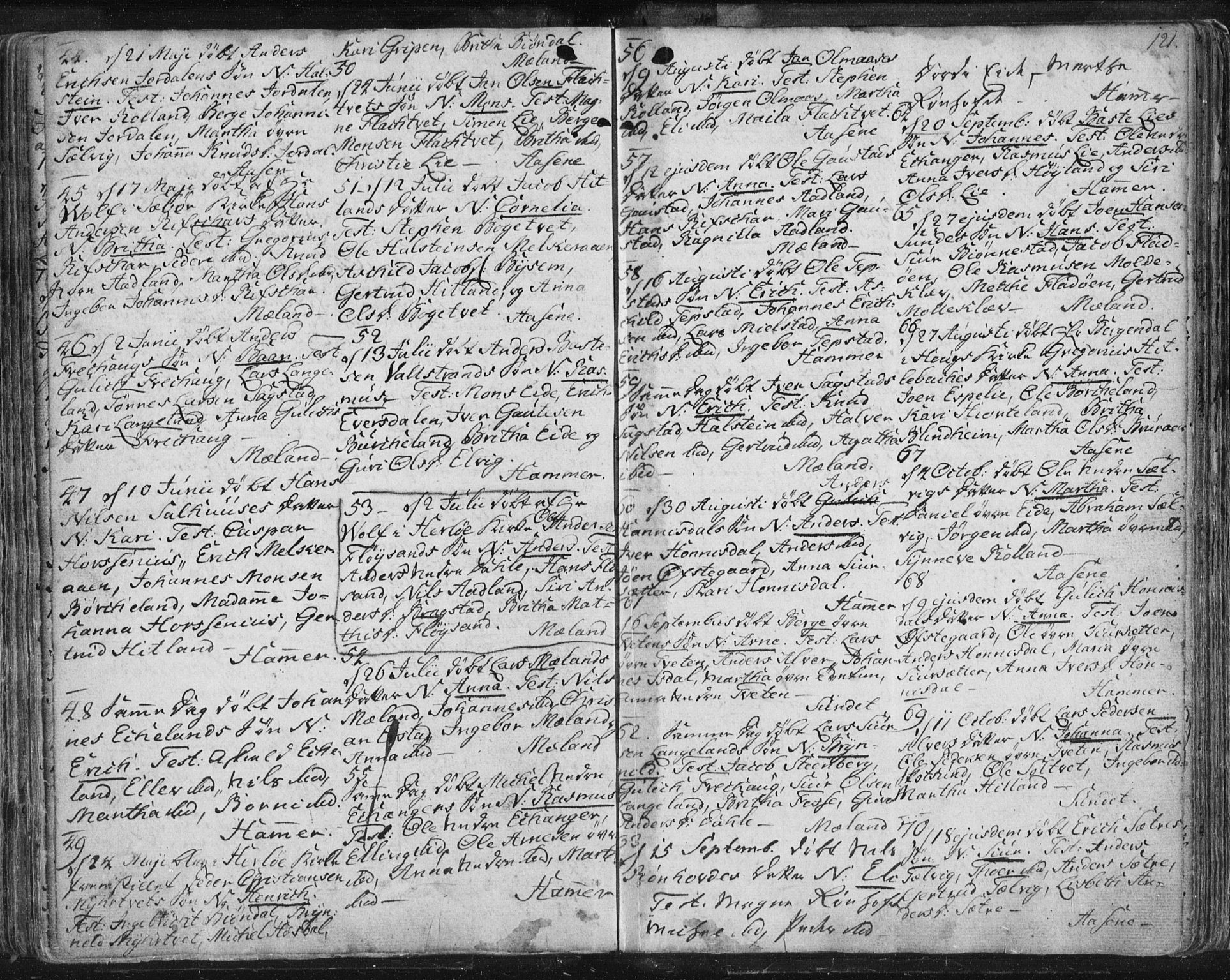 Hamre sokneprestembete, AV/SAB-A-75501/H/Ha/Haa/Haaa/L0008: Parish register (official) no. A 8, 1778-1804, p. 121