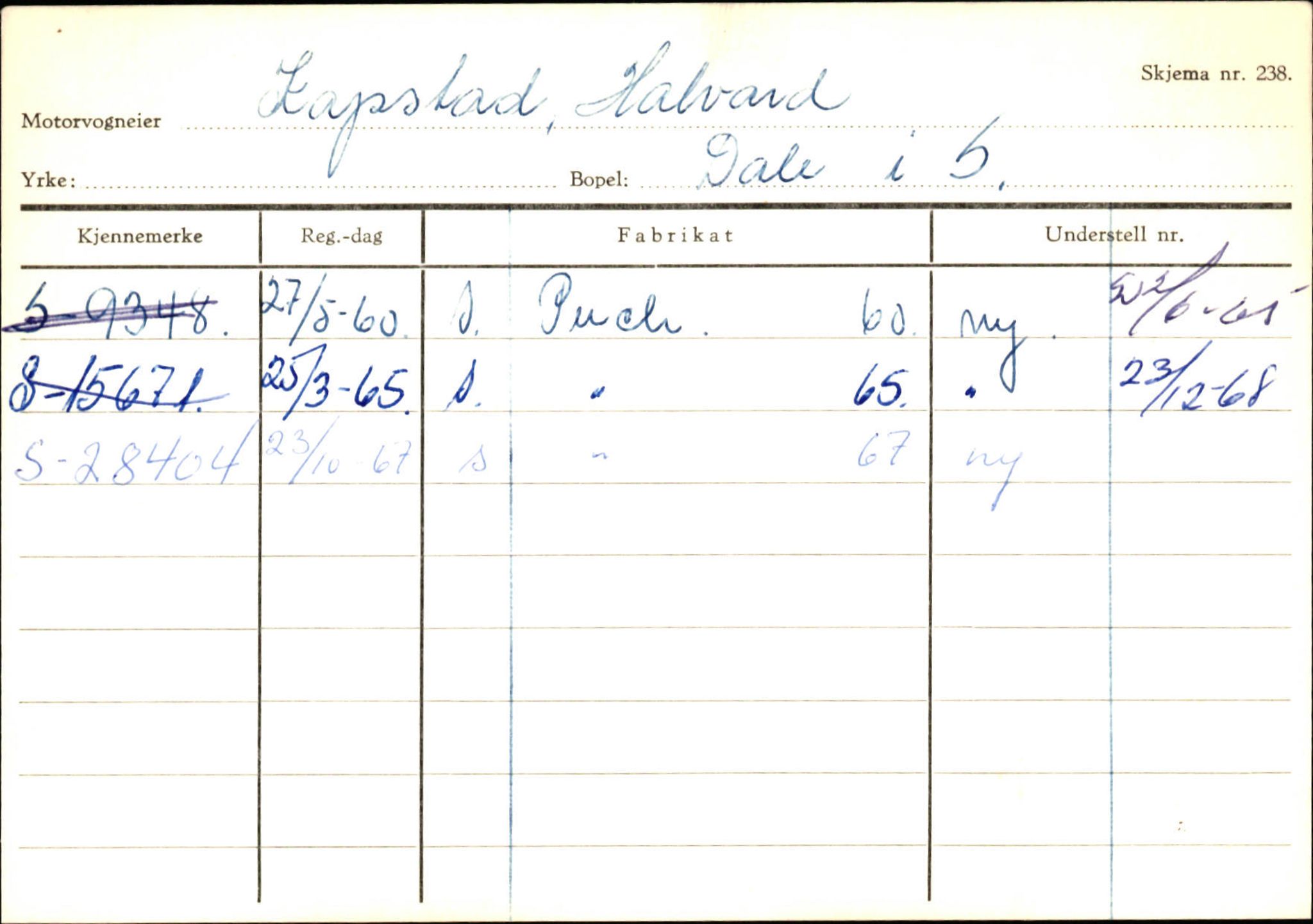 Statens vegvesen, Sogn og Fjordane vegkontor, AV/SAB-A-5301/4/F/L0125: Eigarregister Sogndal V-Å. Aurland A-Å. Fjaler A-N, 1945-1975, p. 2275