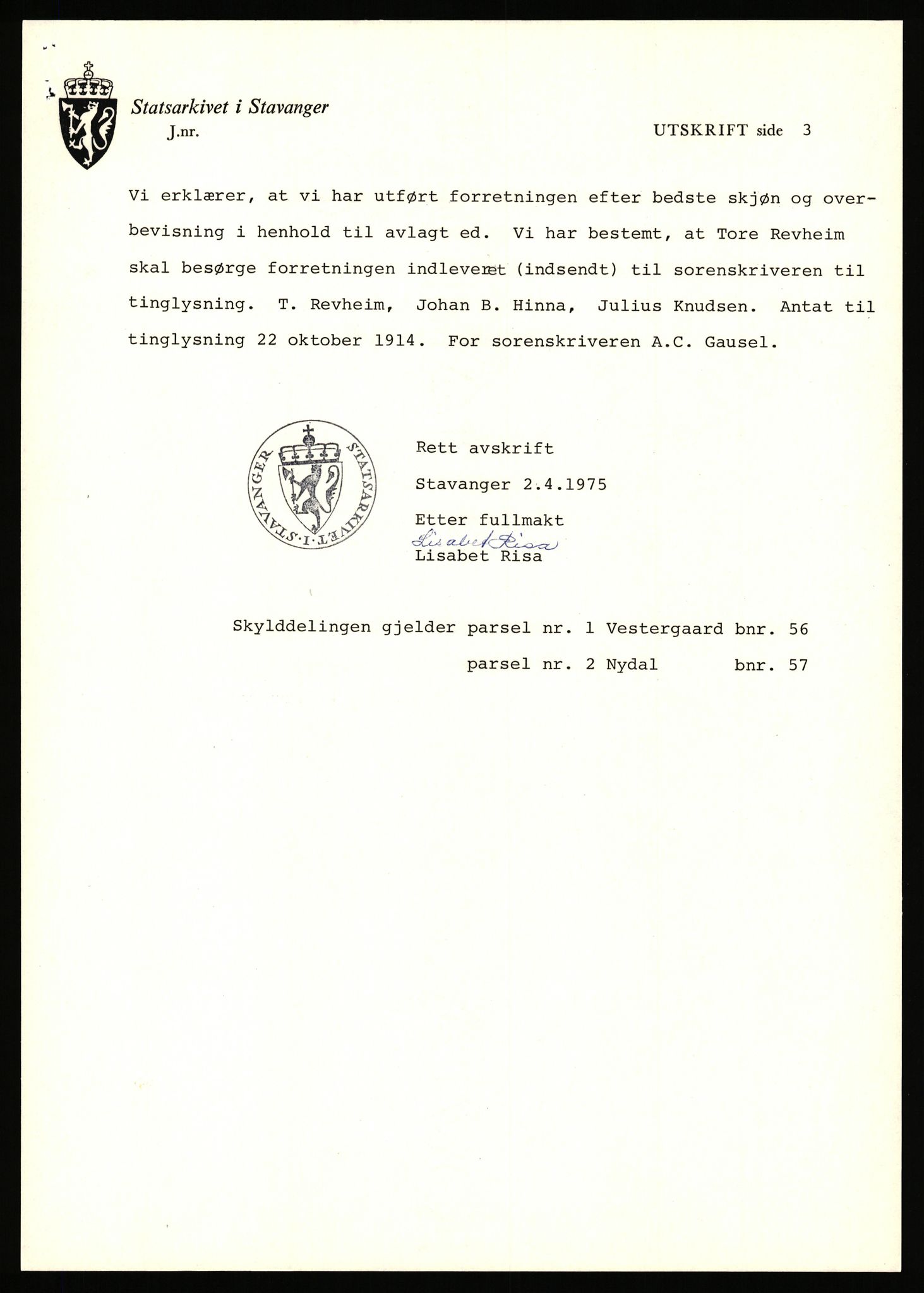 Statsarkivet i Stavanger, AV/SAST-A-101971/03/Y/Yj/L0025: Avskrifter sortert etter gårdsnavn: Garpestad - Gjerde, 1750-1930, p. 181