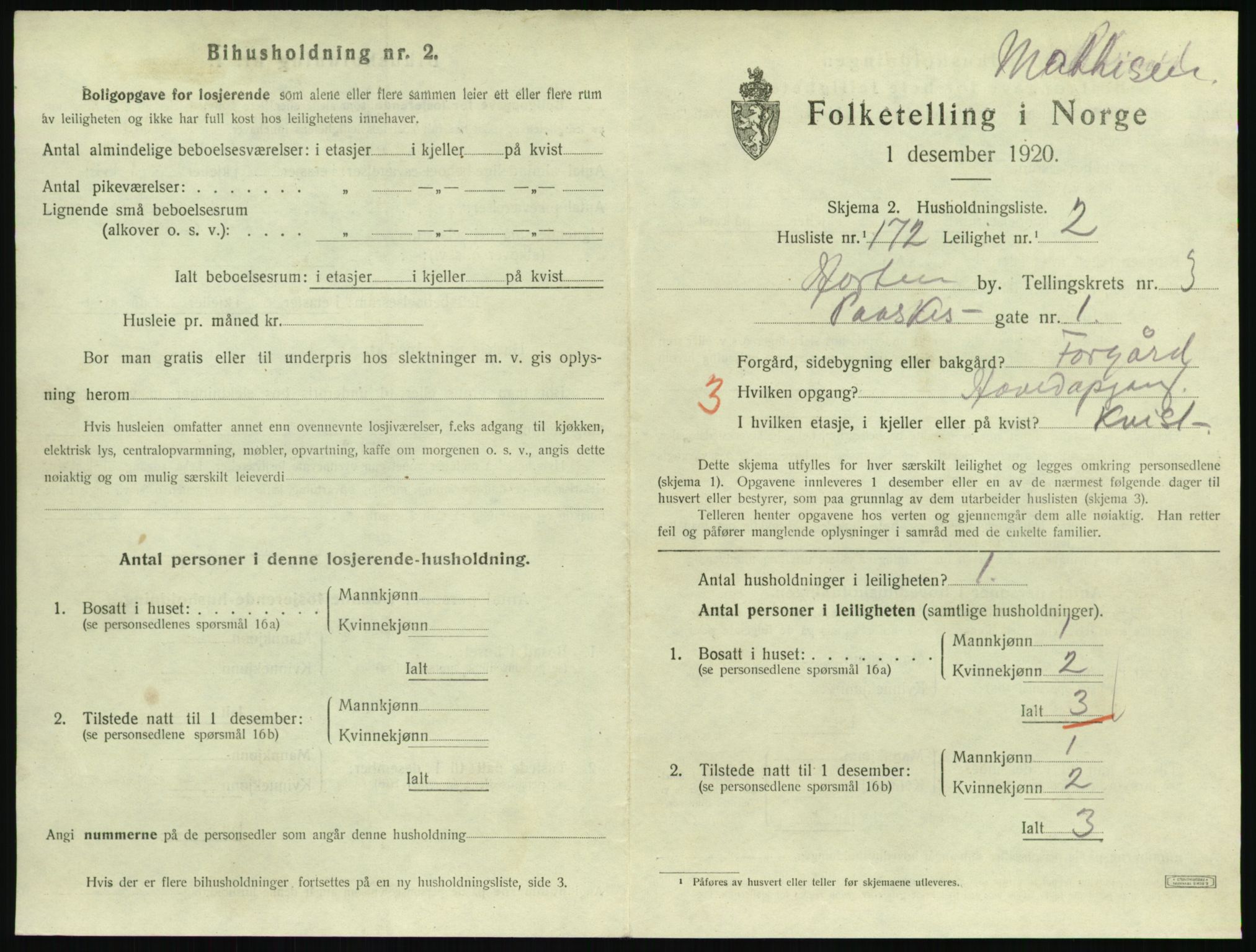 SAKO, 1920 census for Horten, 1920, p. 4683