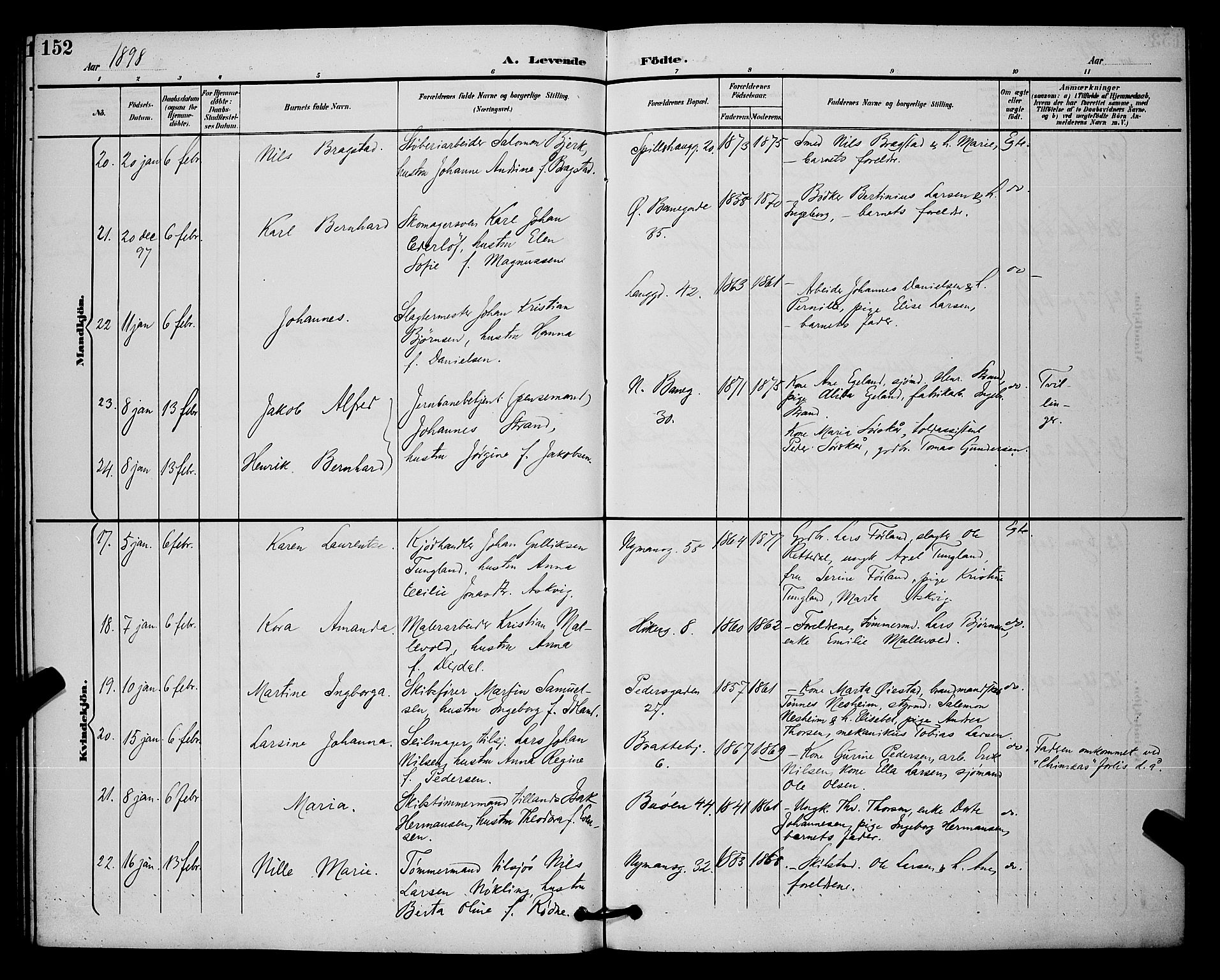 St. Johannes sokneprestkontor, AV/SAST-A-101814/001/30/30BB/L0003: Parish register (copy) no. B 3, 1893-1900, p. 152