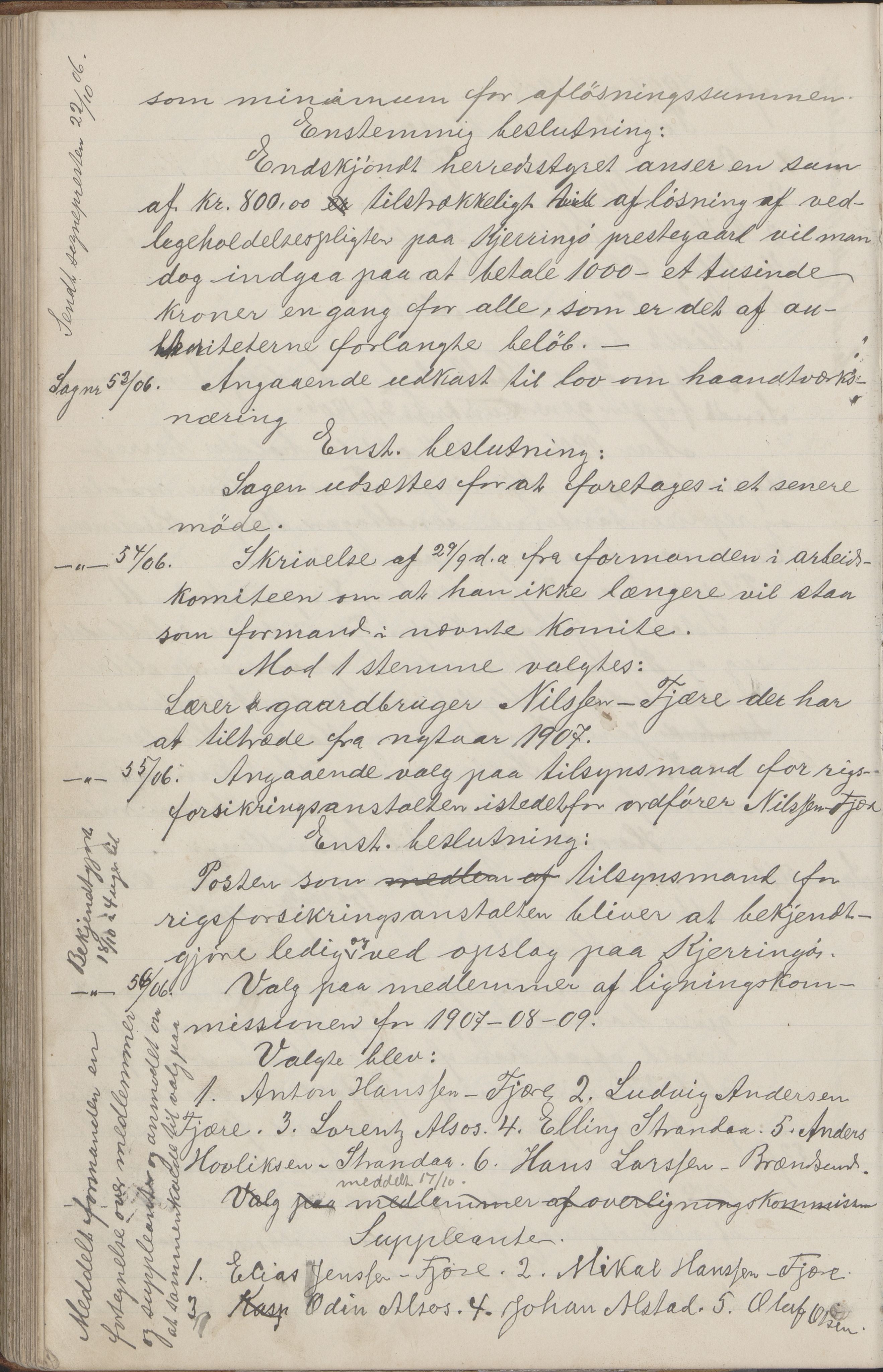 Kjerringøy kommune. Formannskapet, AIN/K-18441.150/A/Aa/L0002: Forhandlingsprotokoll Norfolden- Kjerringø formanskap, 1900-1911