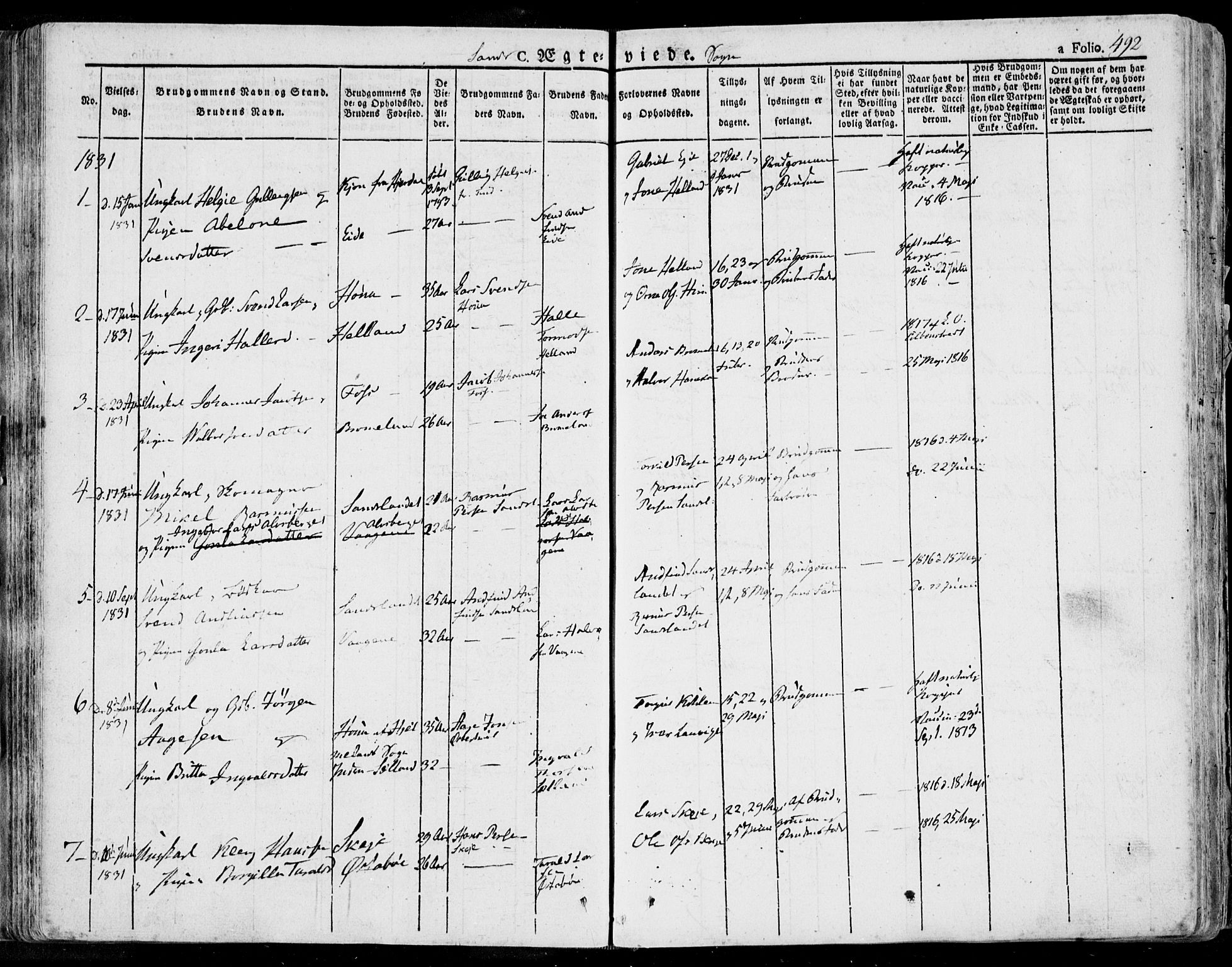 Jelsa sokneprestkontor, SAST/A-101842/01/IV: Parish register (official) no. A 6.2, 1828-1853, p. 492