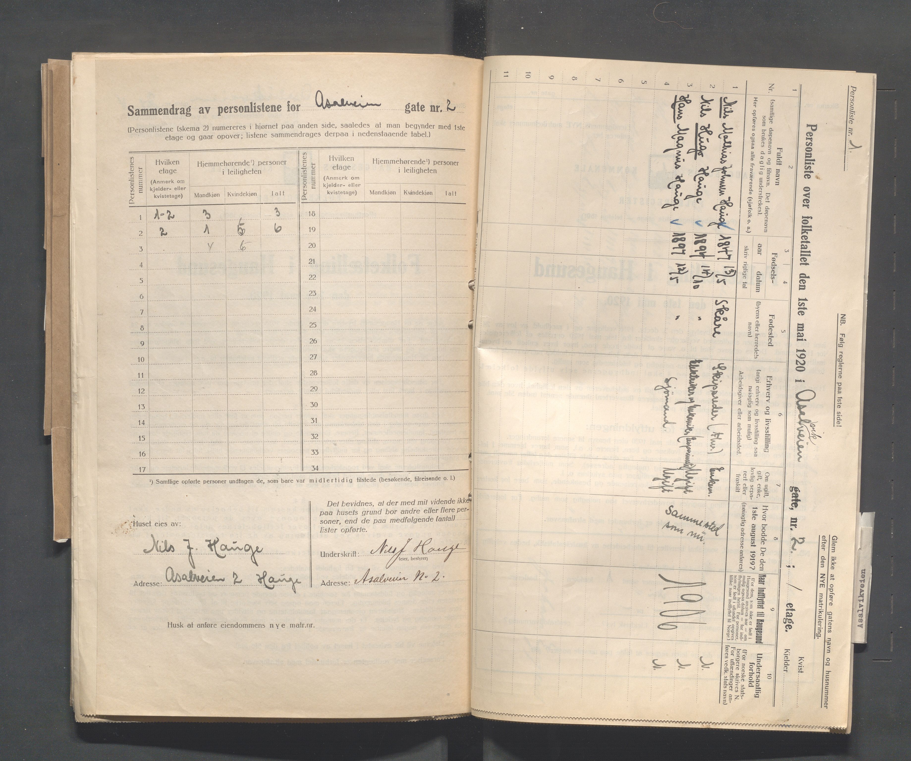 IKAR, Local census 1.5.1920 for Haugesund, 1920, p. 70