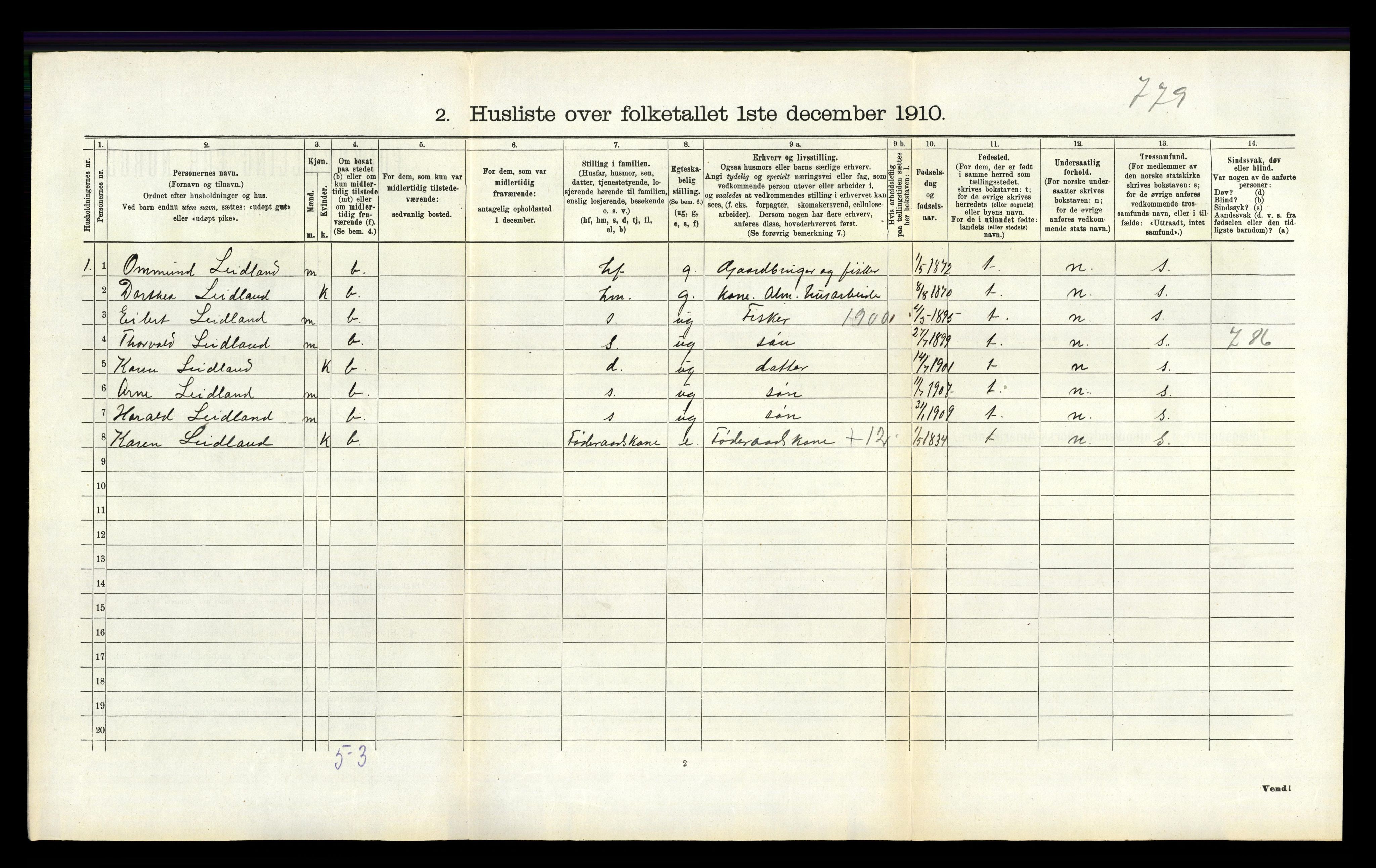 RA, 1910 census for Eigersund, 1910, p. 239