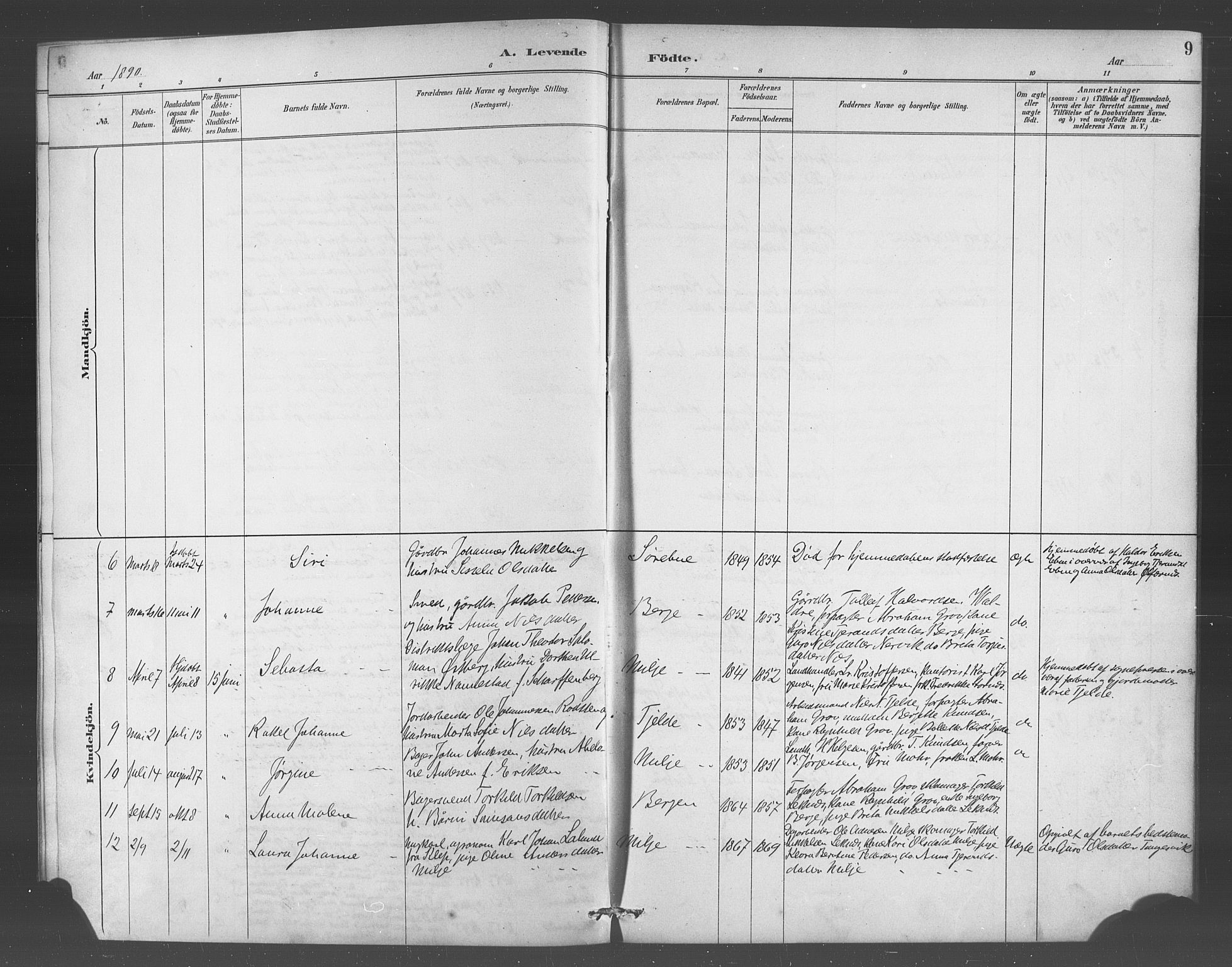 Skånevik sokneprestembete, AV/SAB-A-77801/H/Hab: Parish register (copy) no. A 2, 1888-1924, p. 9