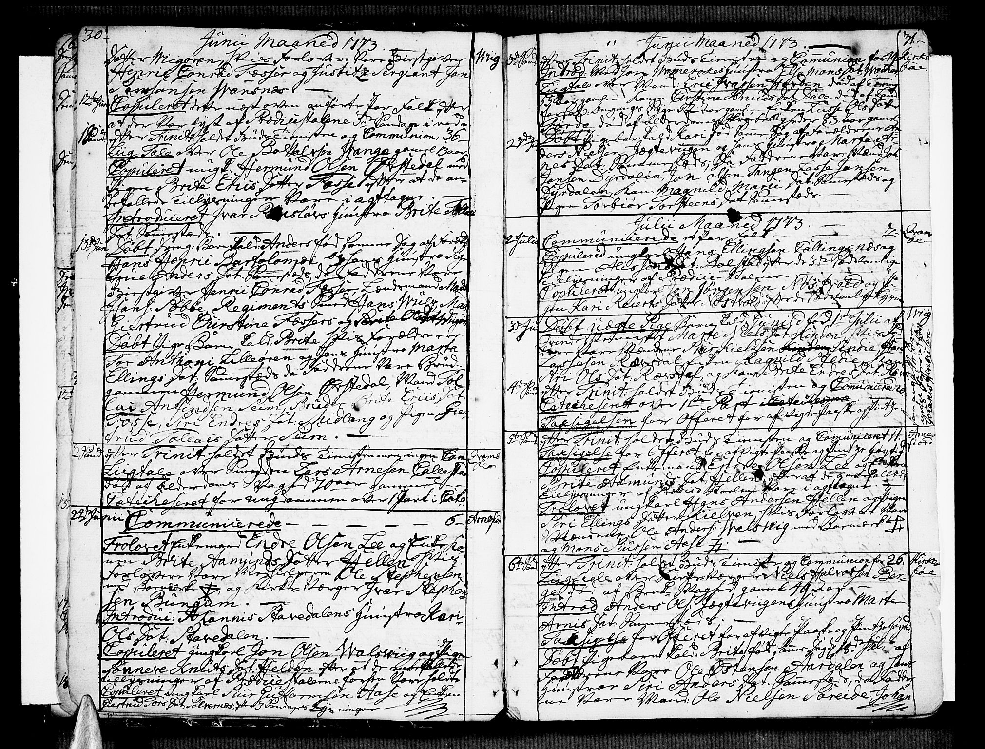 Vik sokneprestembete, SAB/A-81501: Parish register (official) no. A 4, 1772-1783, p. 30-31