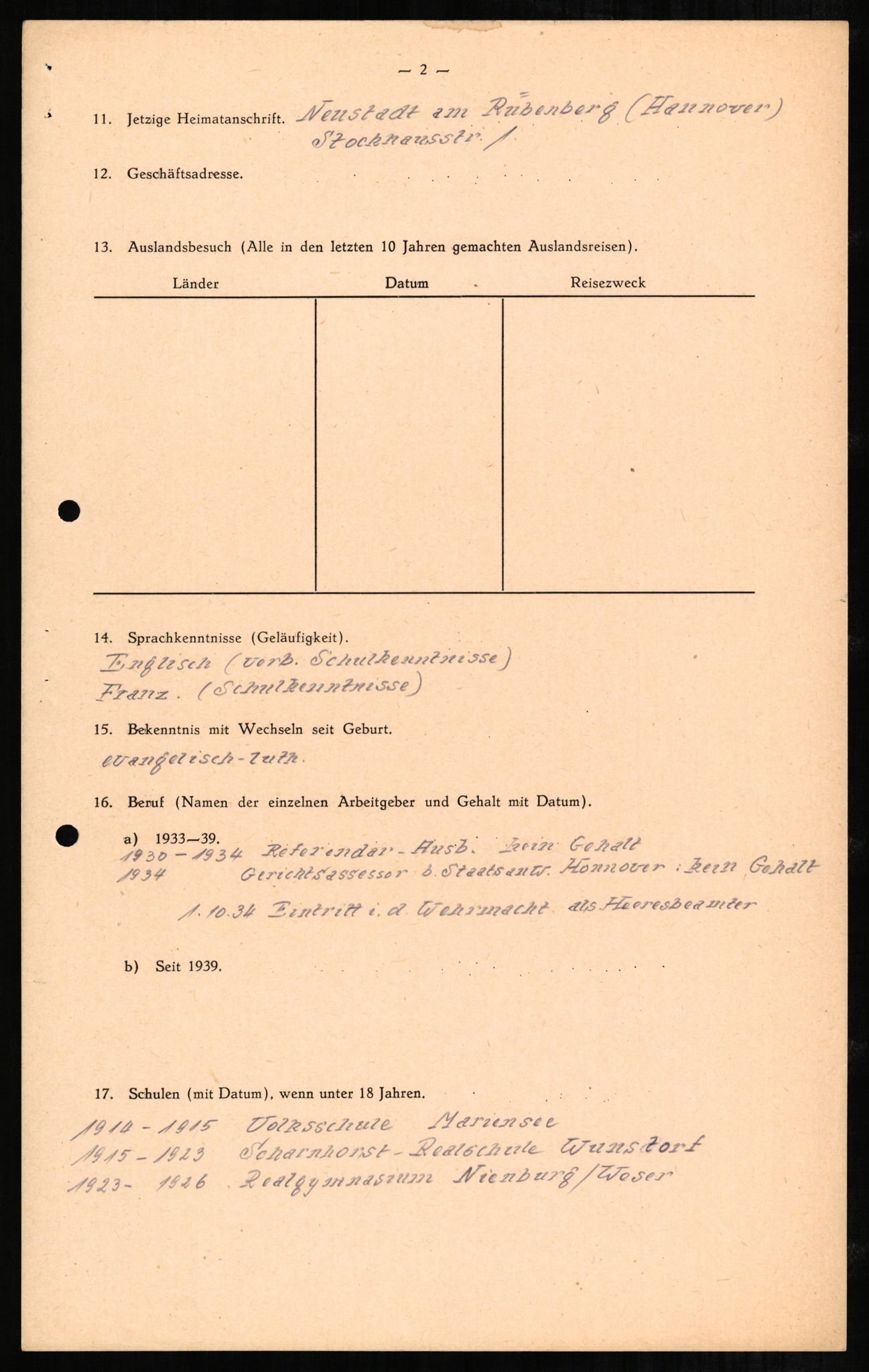 Forsvaret, Forsvarets overkommando II, RA/RAFA-3915/D/Db/L0001: CI Questionaires. Tyske okkupasjonsstyrker i Norge. Tyskere., 1945-1946, p. 240