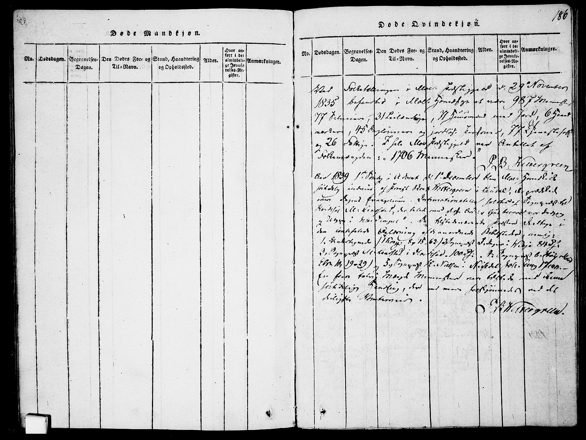 Mo kirkebøker, SAKO/A-286/F/Fa/L0004: Parish register (official) no. I 4, 1814-1844, p. 186