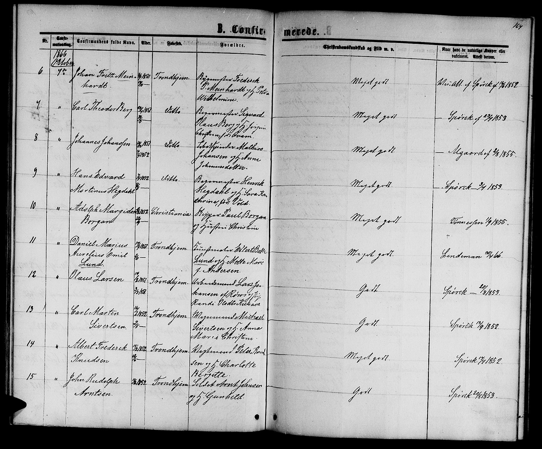 Ministerialprotokoller, klokkerbøker og fødselsregistre - Sør-Trøndelag, AV/SAT-A-1456/601/L0087: Parish register (copy) no. 601C05, 1864-1881, p. 164