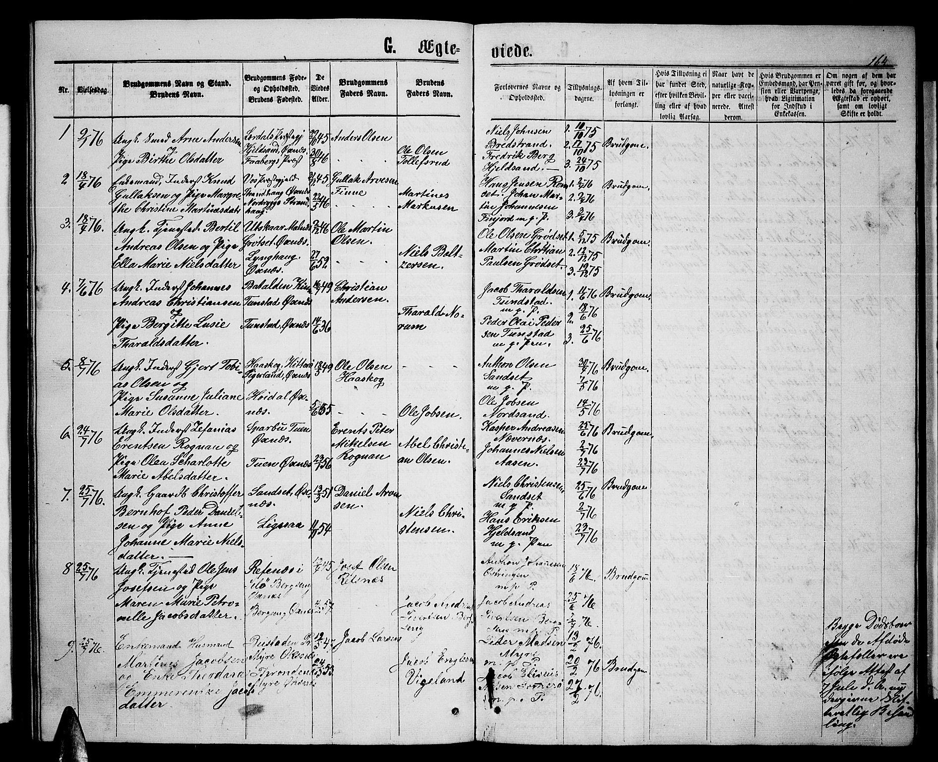 Ministerialprotokoller, klokkerbøker og fødselsregistre - Nordland, AV/SAT-A-1459/893/L1348: Parish register (copy) no. 893C03, 1867-1877, p. 164