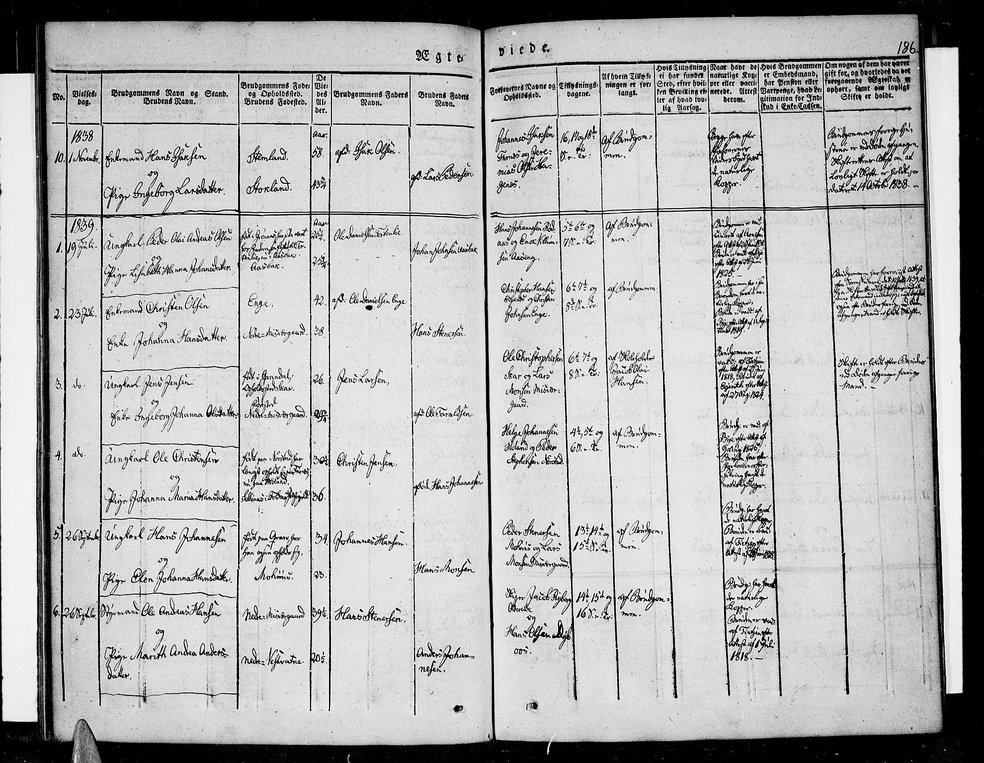 Ministerialprotokoller, klokkerbøker og fødselsregistre - Nordland, AV/SAT-A-1459/852/L0737: Parish register (official) no. 852A07, 1833-1849, p. 186