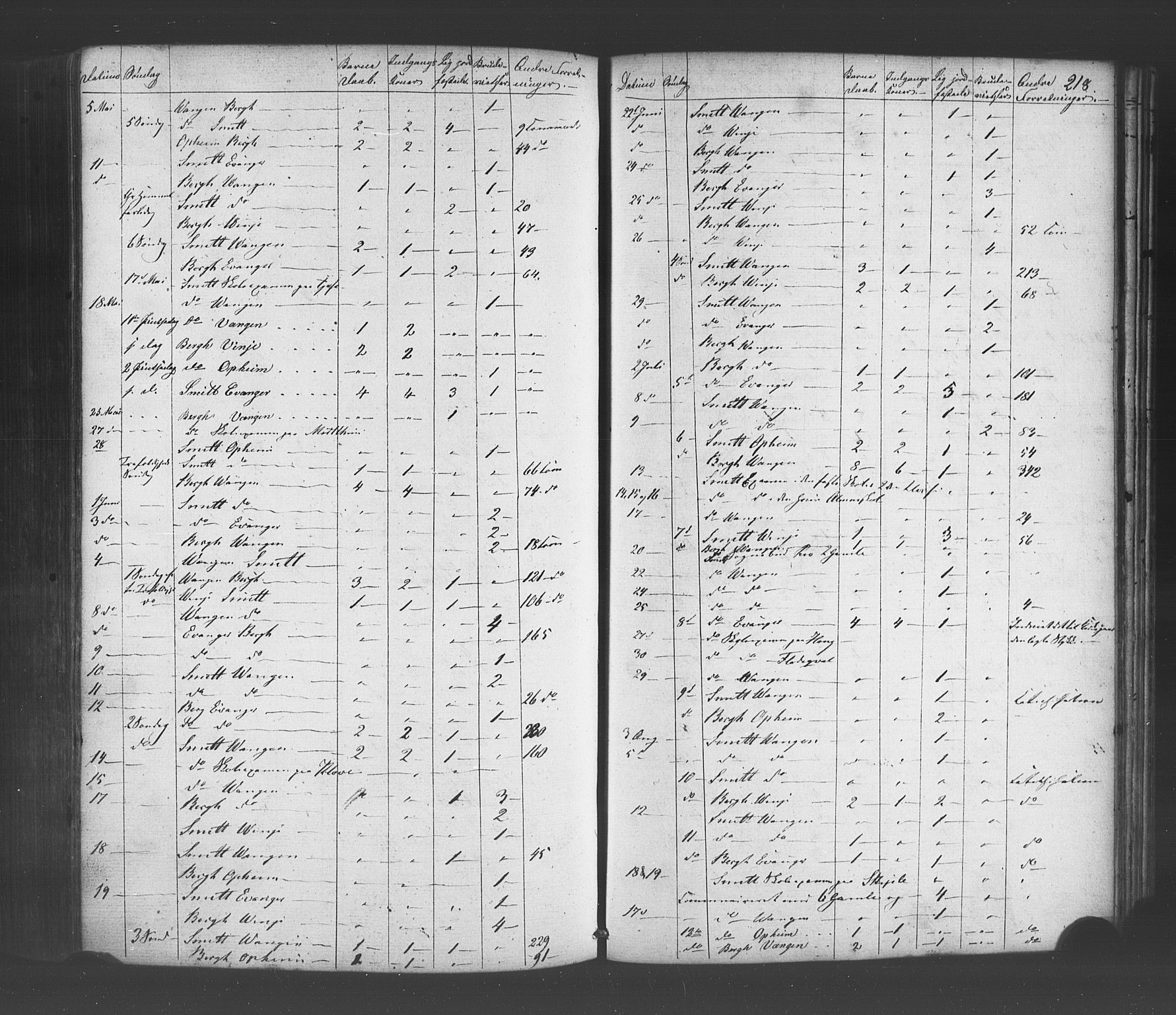 Voss sokneprestembete, SAB/A-79001/H/Haa: Parish register (official) no. A 19, 1851-1886, p. 218