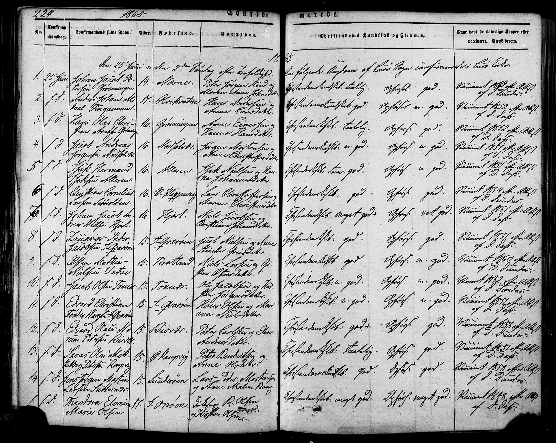 Ministerialprotokoller, klokkerbøker og fødselsregistre - Nordland, SAT/A-1459/839/L0567: Parish register (official) no. 839A04, 1863-1879, p. 224