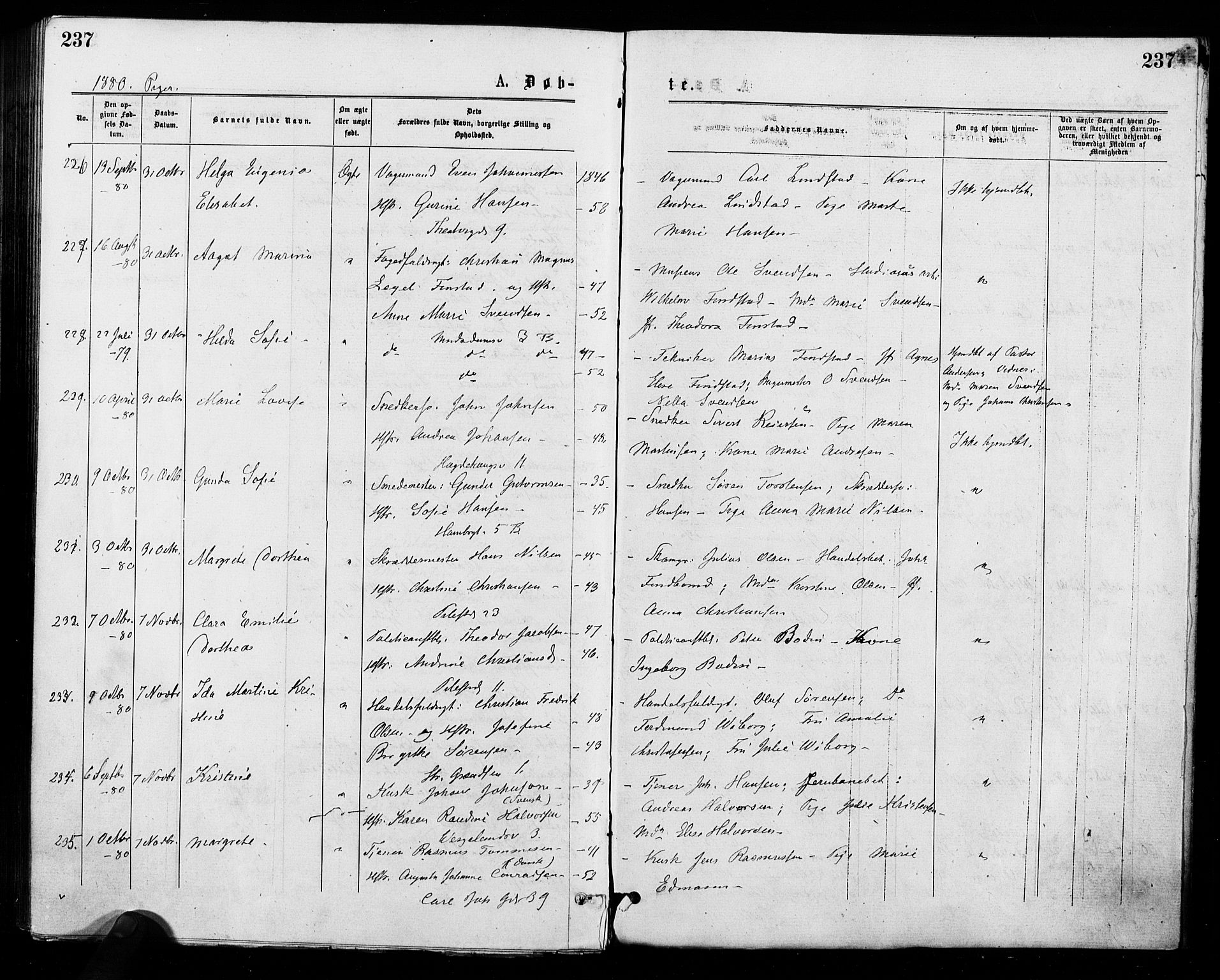 Trefoldighet prestekontor Kirkebøker, SAO/A-10882/F/Fa/L0004: Parish register (official) no. I 4, 1876-1880, p. 237