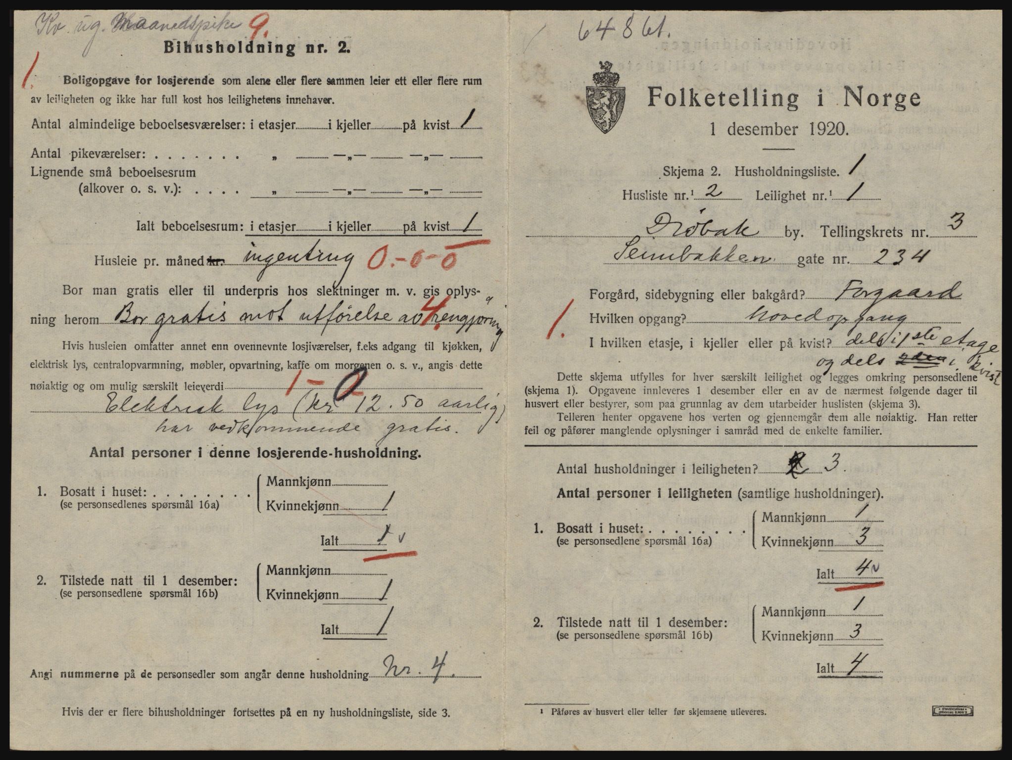 SAO, 1920 census for Drøbak, 1920, p. 1115