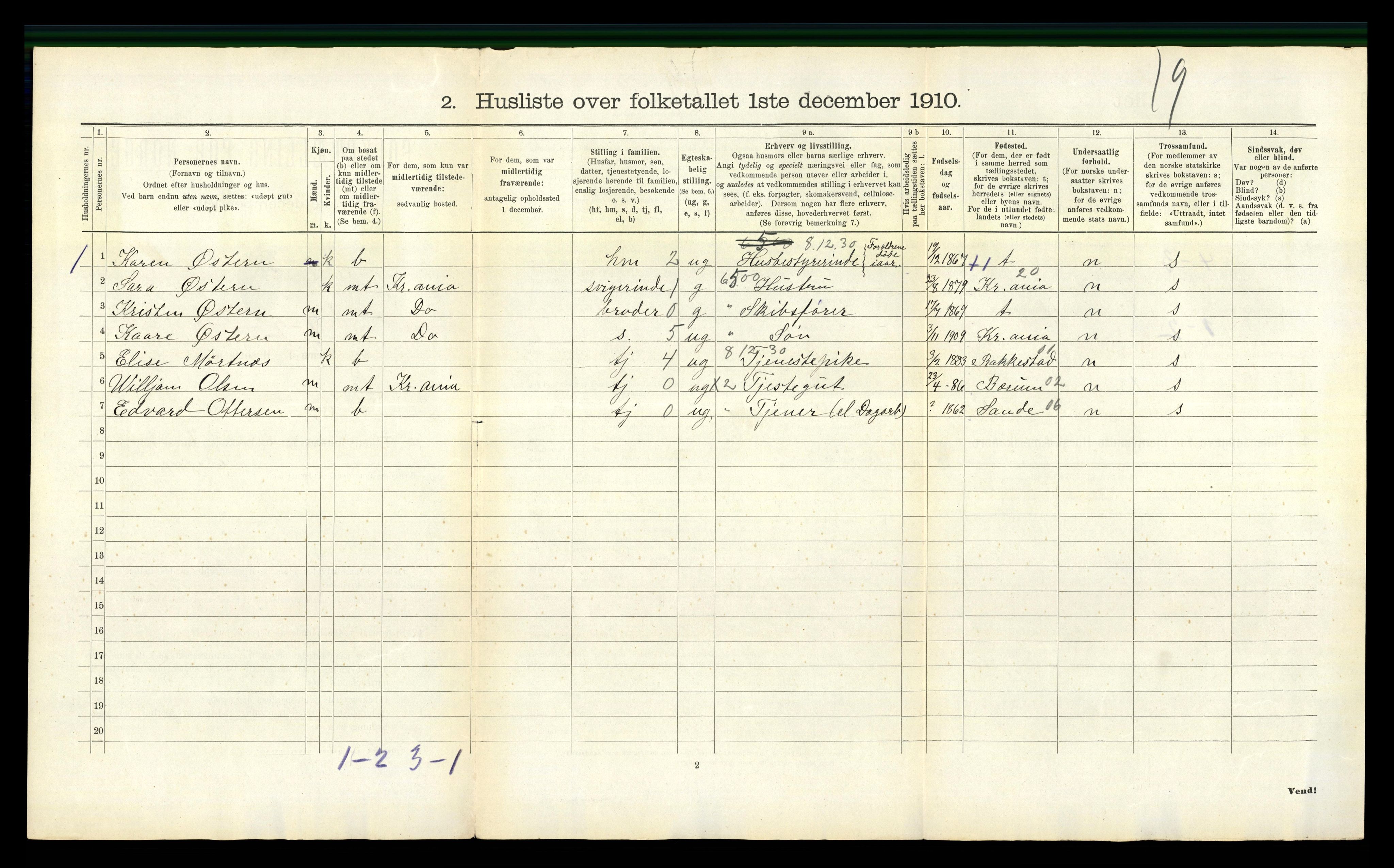 RA, 1910 census for Botne, 1910, p. 39