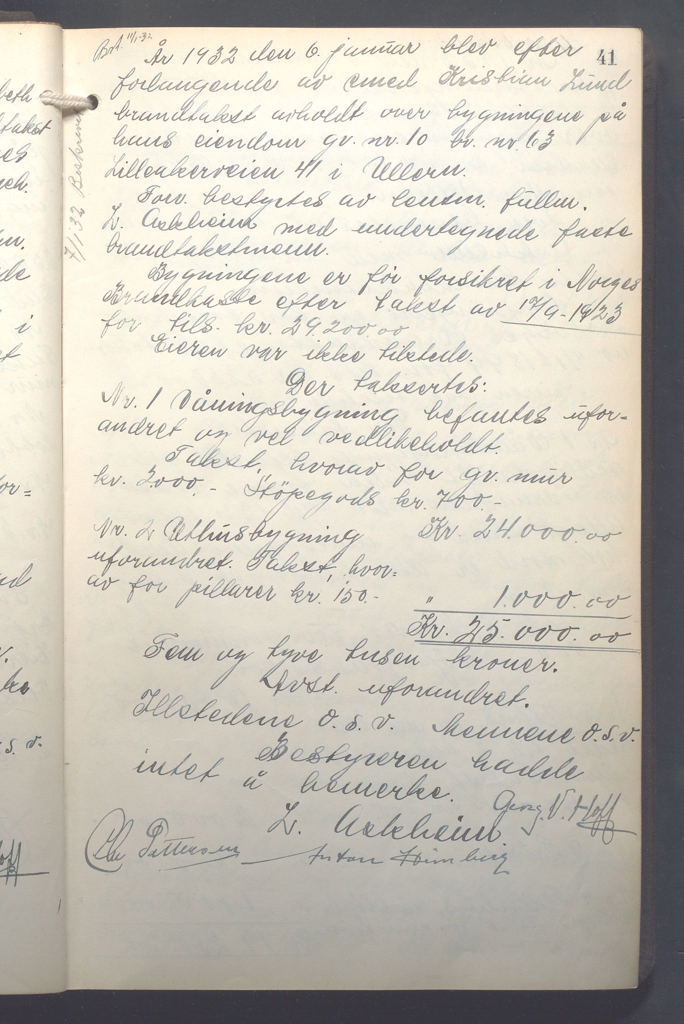 Lensmennene i Aker, OBA/A-10133/F/Fb/L0004: Branntakstprotokoll, 1931-1937, p. 41