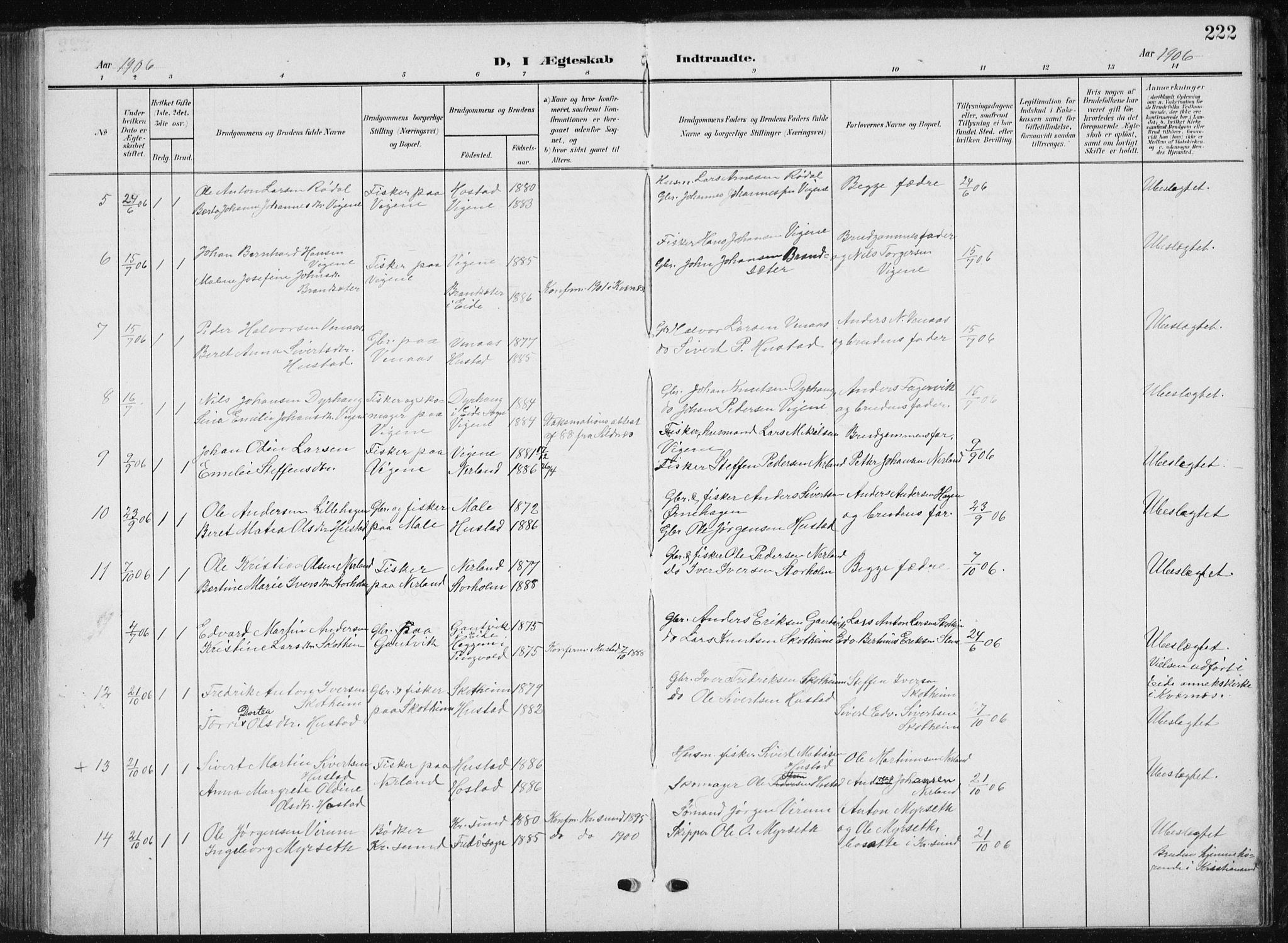 Ministerialprotokoller, klokkerbøker og fødselsregistre - Møre og Romsdal, AV/SAT-A-1454/567/L0784: Parish register (copy) no. 567C04, 1903-1938, p. 222