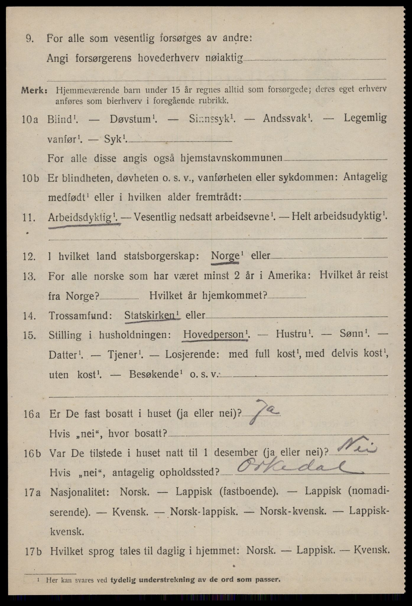 SAT, 1920 census for Meldal, 1920, p. 9476