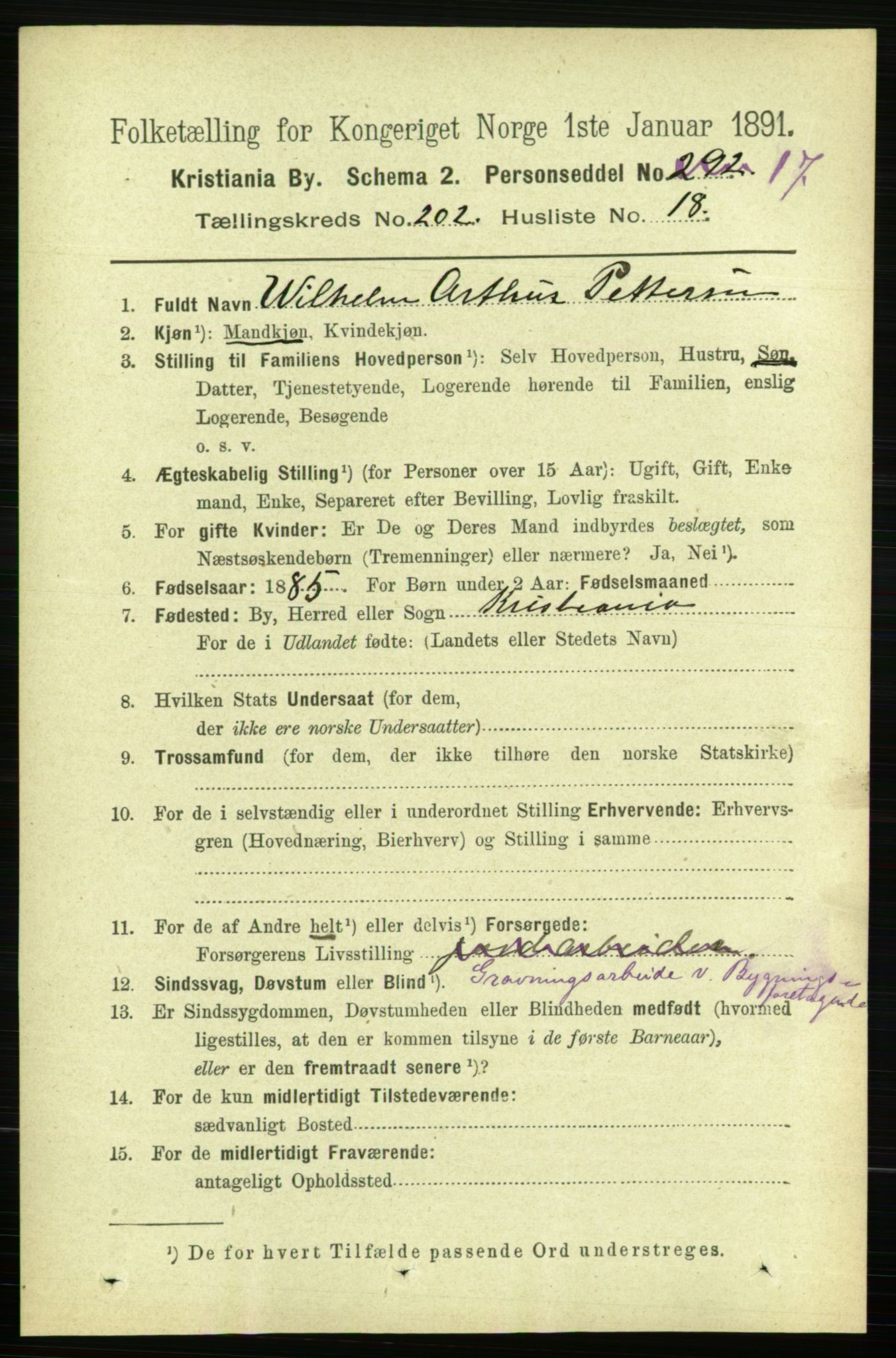 RA, 1891 census for 0301 Kristiania, 1891, p. 121816