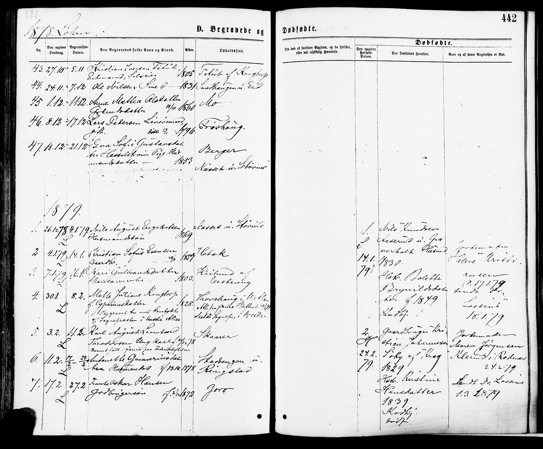 Høland prestekontor Kirkebøker, AV/SAO-A-10346a/F/Fa/L0012.a: Parish register (official) no. I 12A, 1869-1879, p. 442