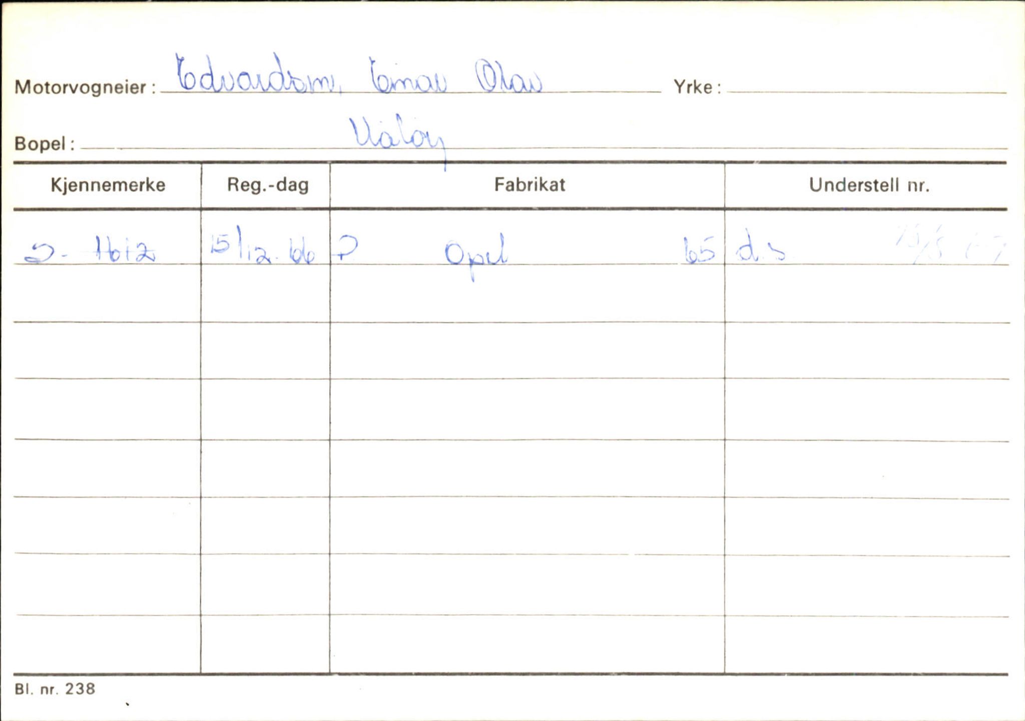 Statens vegvesen, Sogn og Fjordane vegkontor, AV/SAB-A-5301/4/F/L0144: Registerkort Vågsøy A-R, 1945-1975, p. 394