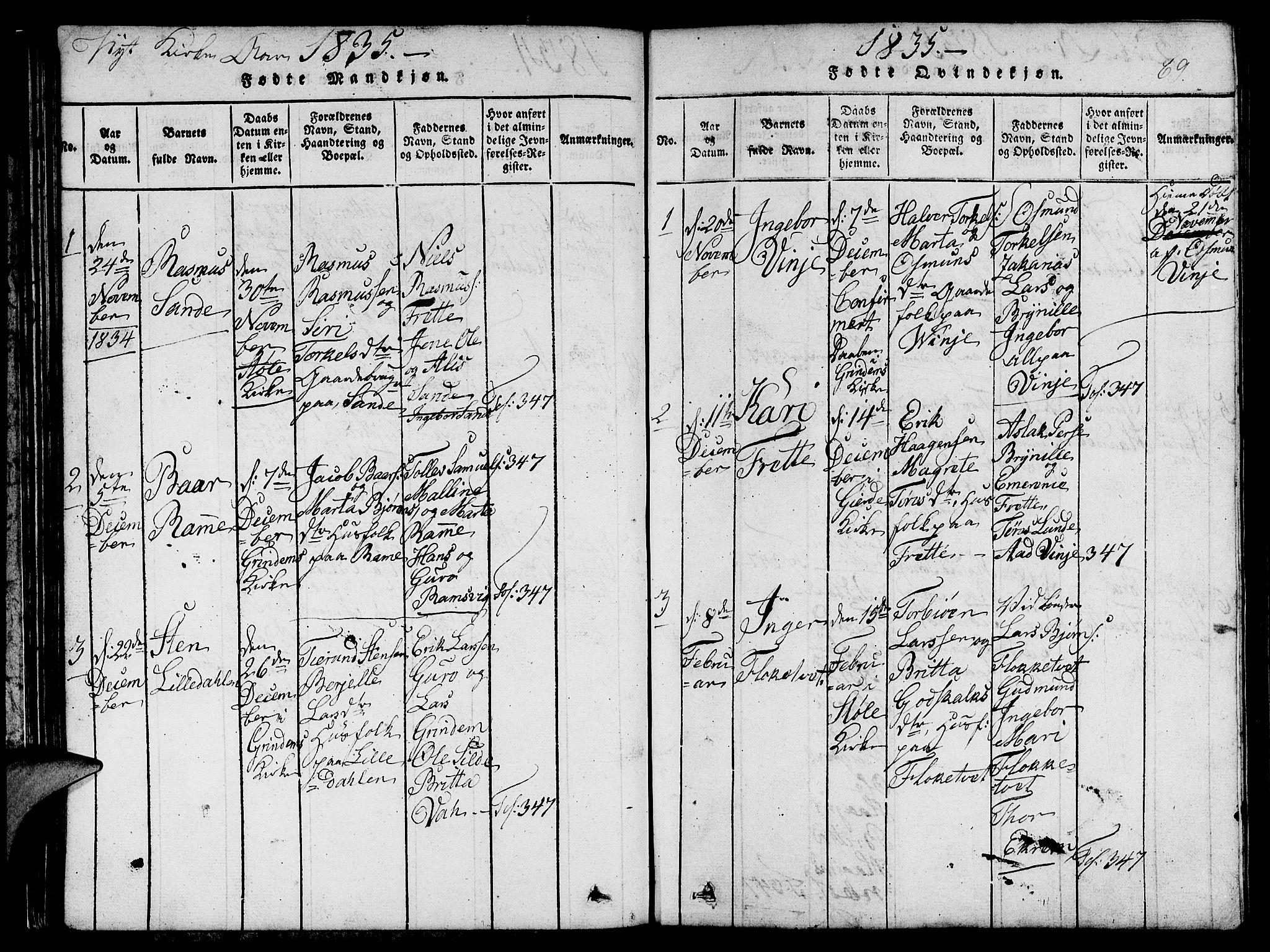 Etne sokneprestembete, SAB/A-75001/H/Hab: Parish register (copy) no. C 1, 1816-1841, p. 69