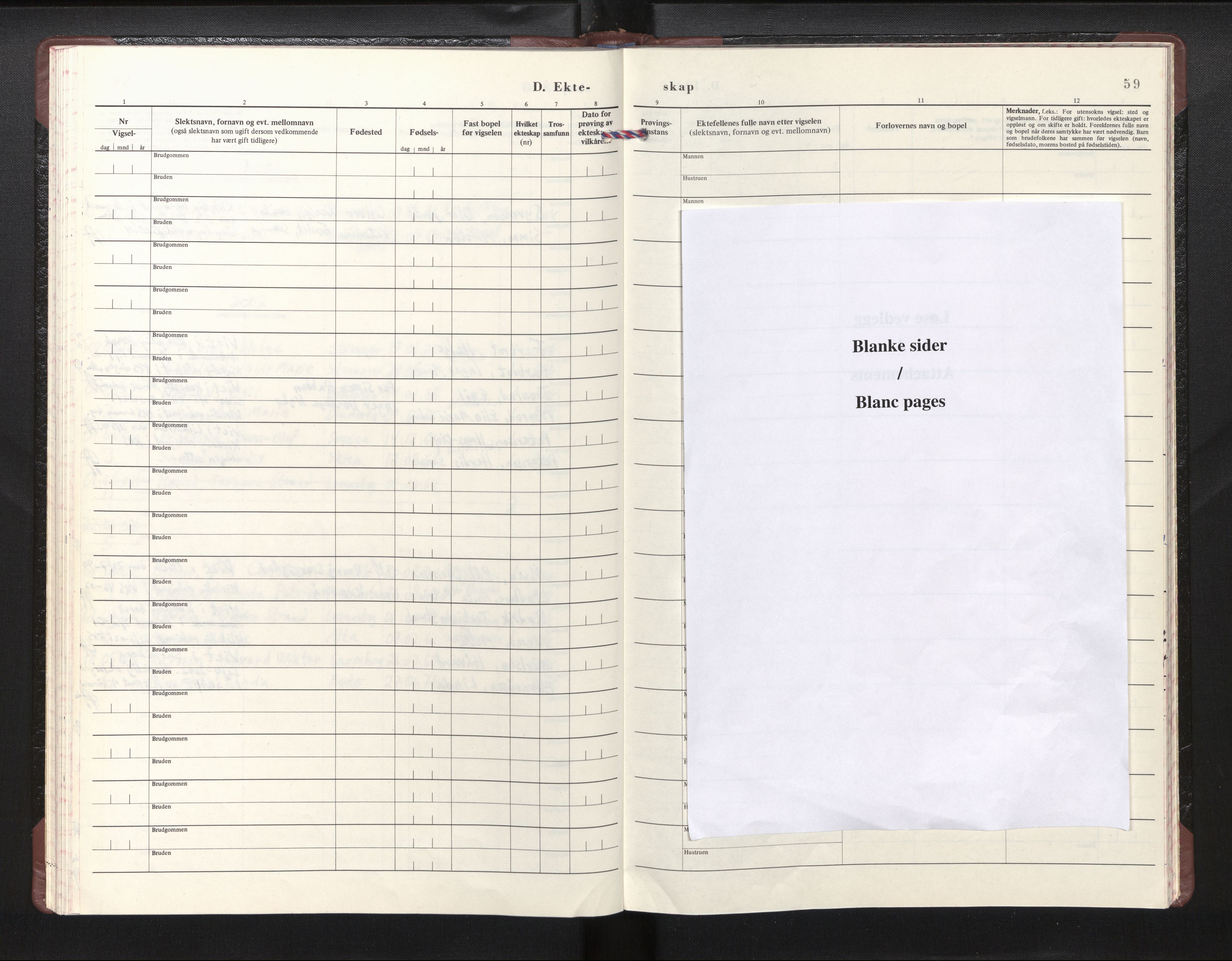 Den norske sjømannsmisjon i utlandet/ Brüssel (Belgia), AV/SAB-SAB/PA-0434/H/Ha/L0001: Parish register (official) no. A 1, 1982-2005, p. 58b-59a