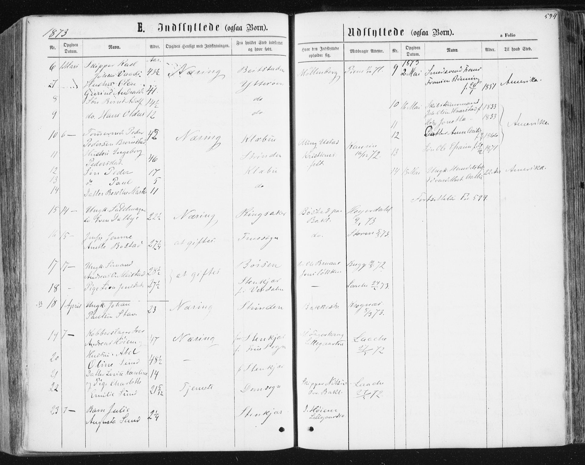 Ministerialprotokoller, klokkerbøker og fødselsregistre - Sør-Trøndelag, AV/SAT-A-1456/604/L0186: Parish register (official) no. 604A07, 1866-1877, p. 594