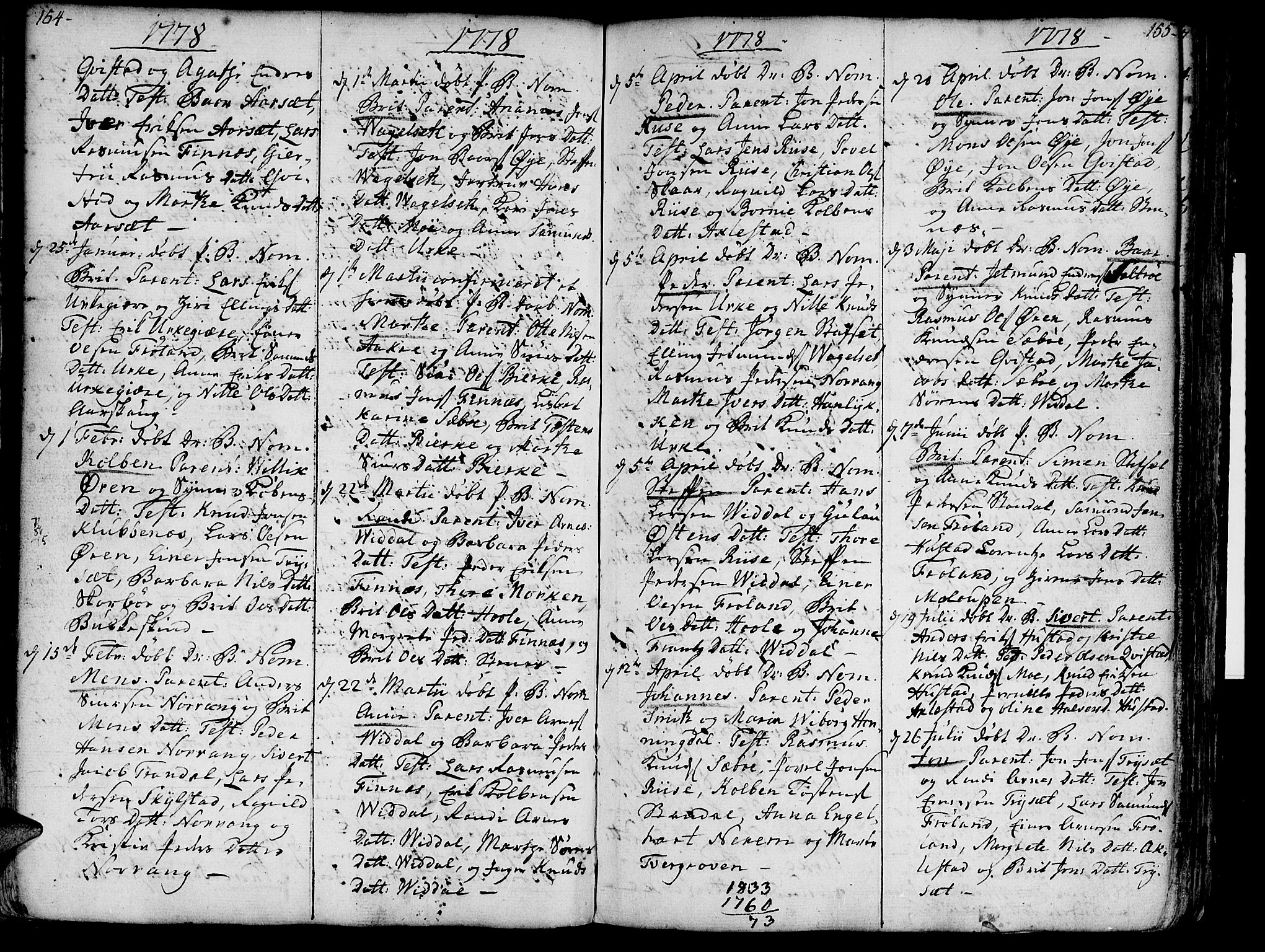 Ministerialprotokoller, klokkerbøker og fødselsregistre - Møre og Romsdal, SAT/A-1454/515/L0206: Parish register (official) no. 515A02, 1765-1818, p. 154-155