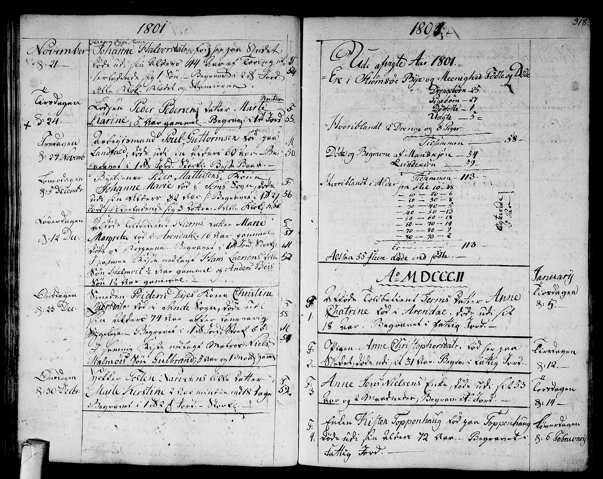 Strømsø kirkebøker, AV/SAKO-A-246/F/Fa/L0010: Parish register (official) no. I 10, 1792-1822, p. 318