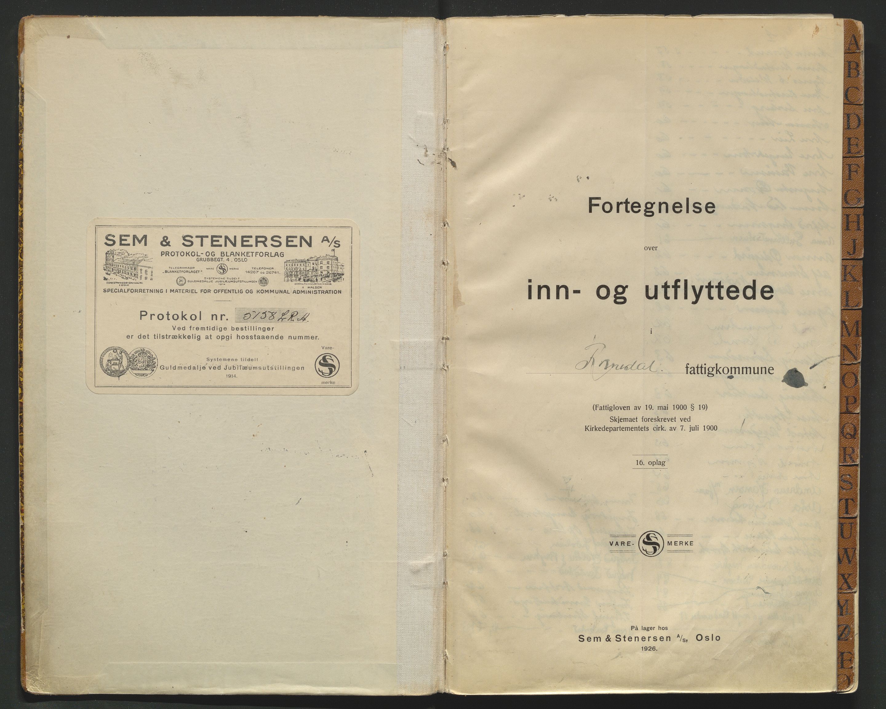 Romedal lensmannskontor, SAH/LHR-019/L/La/L0001/0003: Protokoller over inn- og utflyttede / Protokoll over inn- og utflyttede, 1929-1944