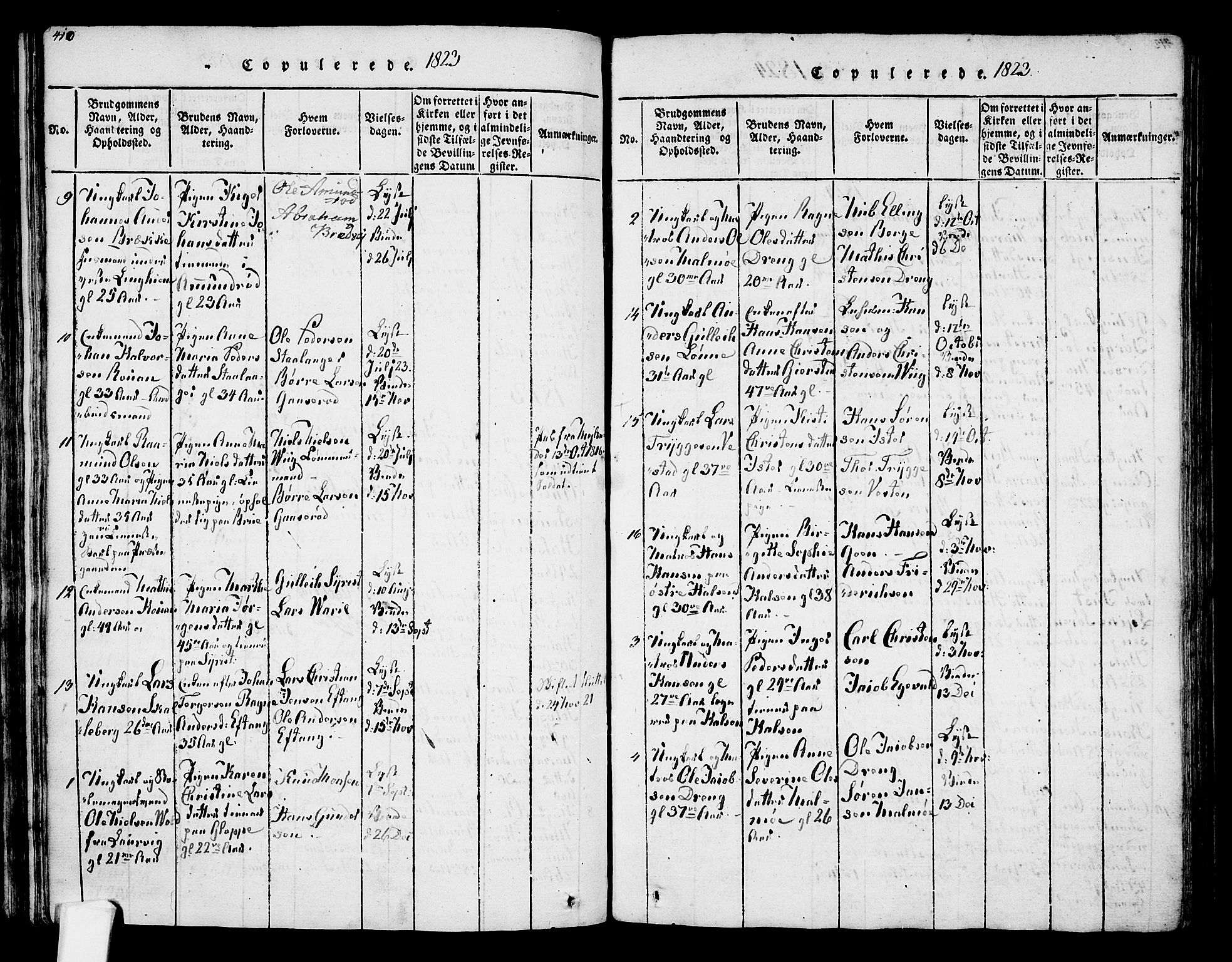 Tjølling kirkebøker, AV/SAKO-A-60/F/Fa/L0005: Parish register (official) no. 5, 1814-1836, p. 410-411