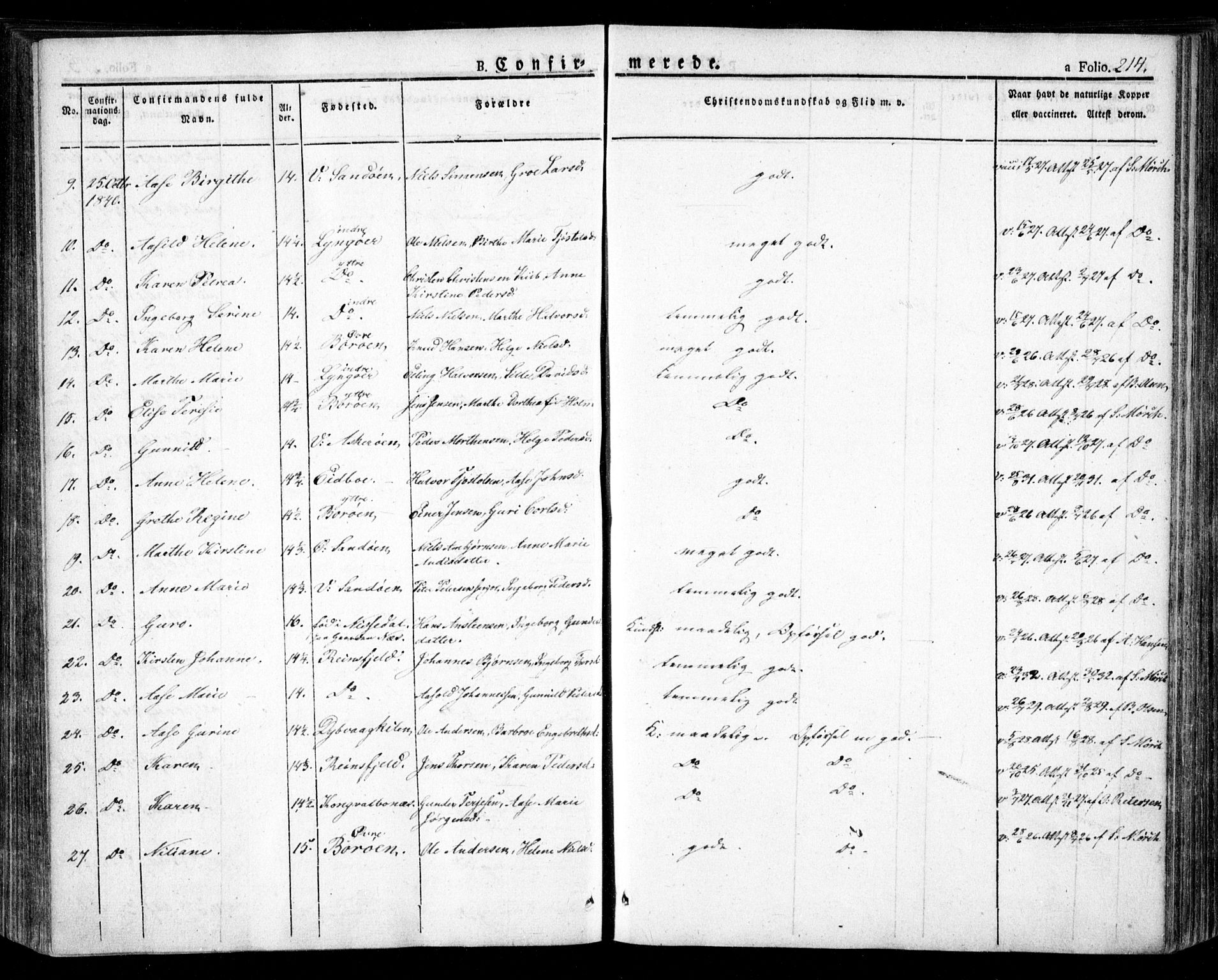 Dypvåg sokneprestkontor, AV/SAK-1111-0007/F/Fa/Faa/L0004: Parish register (official) no. A 4, 1824-1840, p. 214